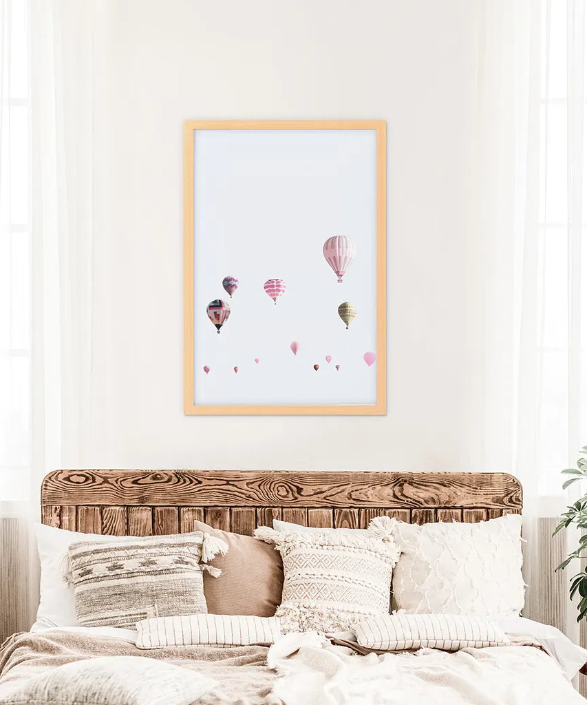 Ballons in Rosa als Kunstdruck. Wandbild für Kinderzimmer