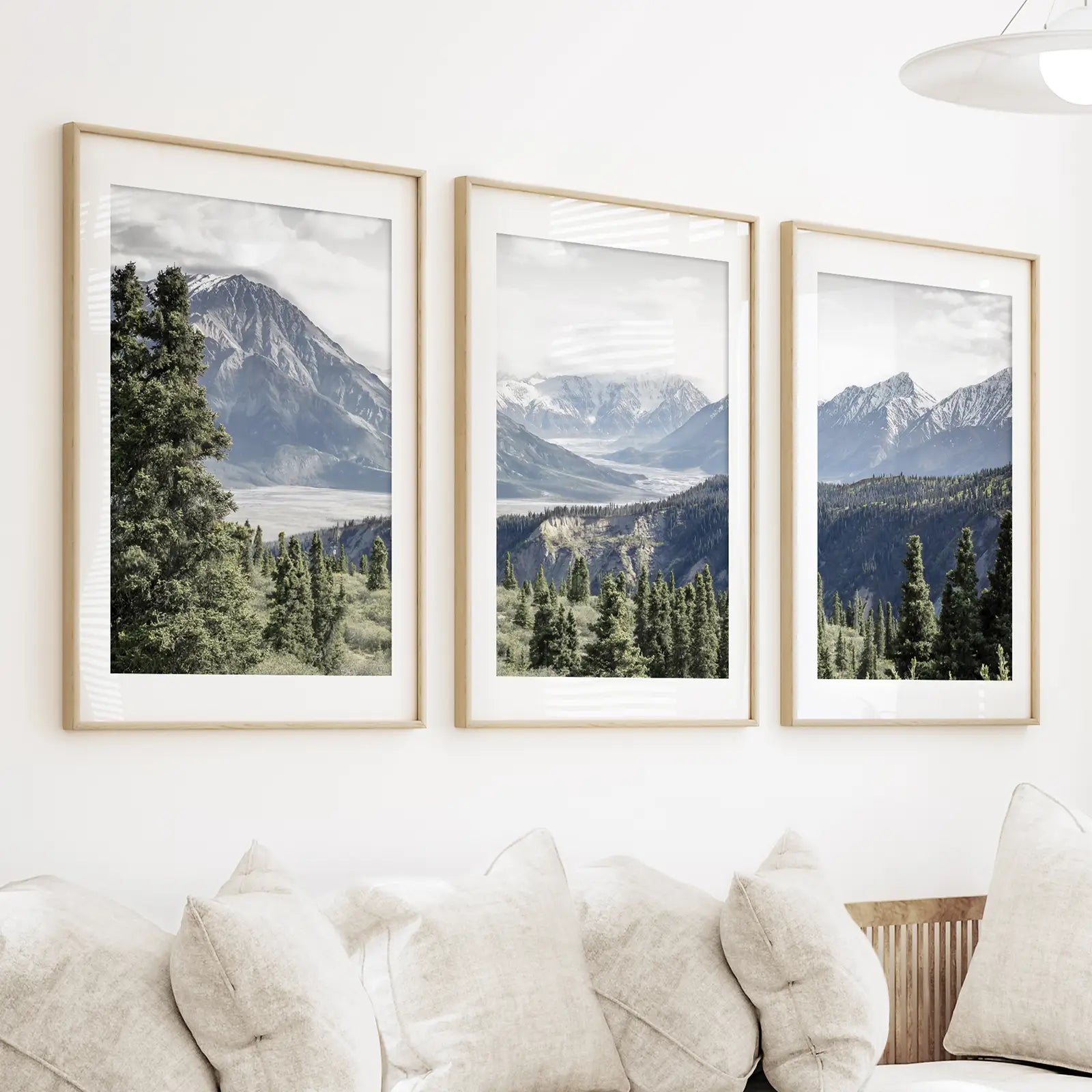 Kluane Nationalpark Wildnis Natur Triptychon. Bergedrucke