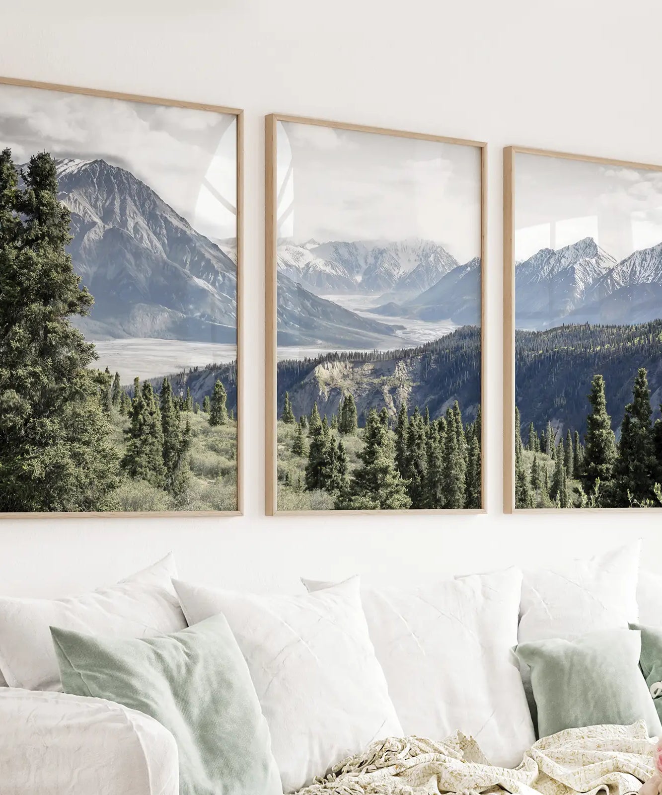 Kluane Nationalpark Wildnis Natur Triptychon. Bergedrucke