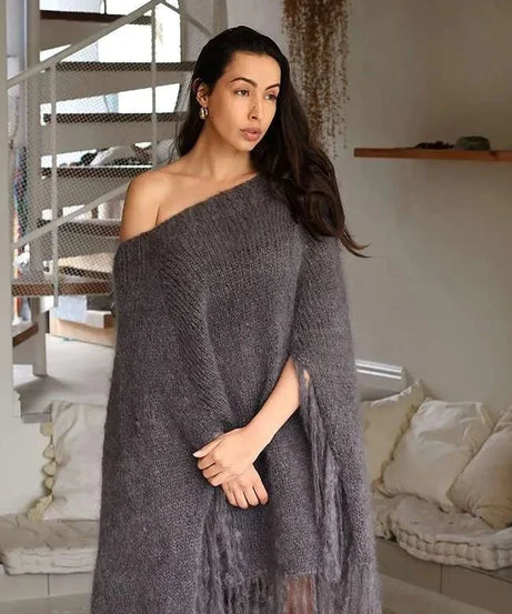 Grey Knit-Your-Own Love Poncho Kit