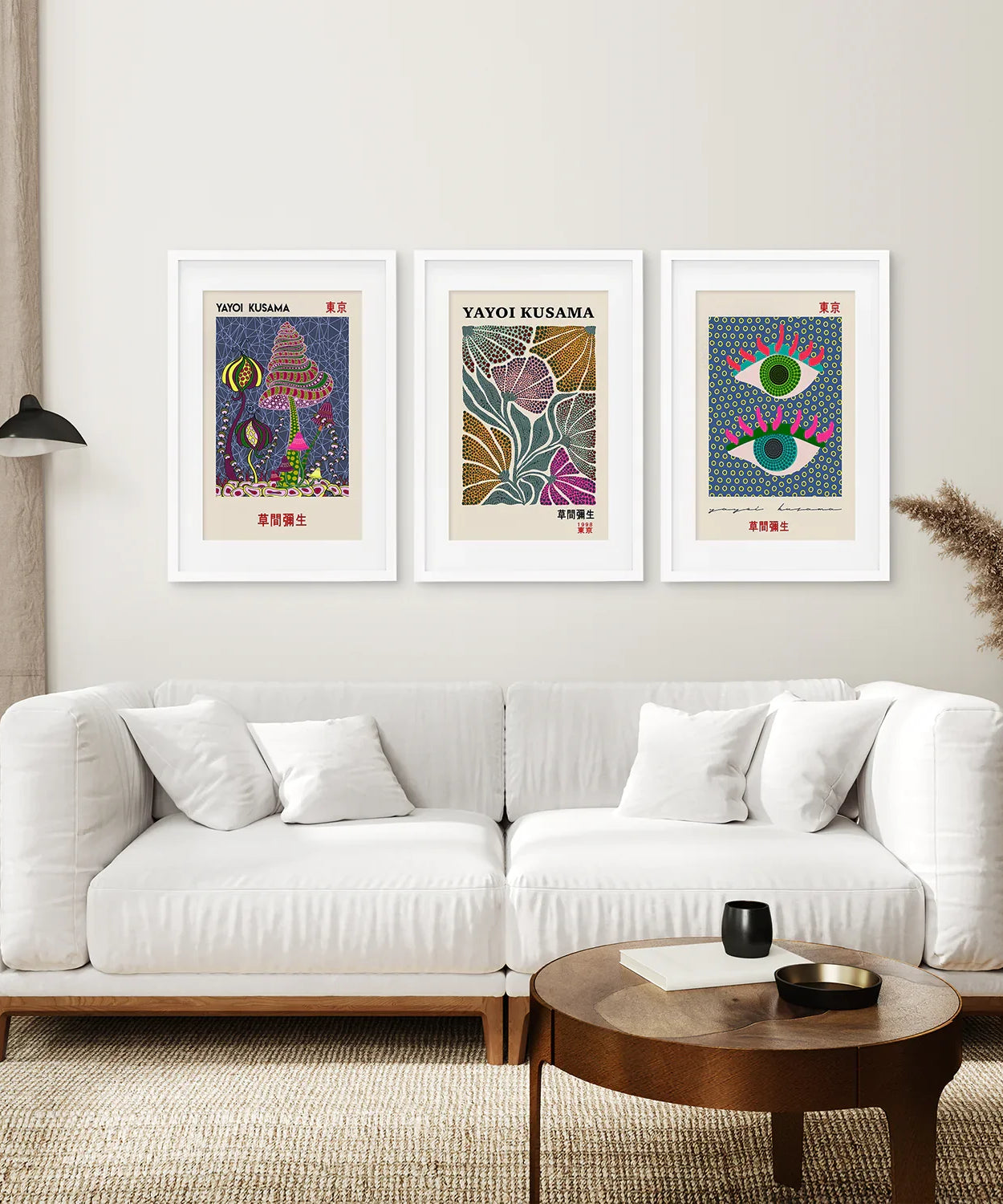 Buntes Yayoi Kusama Poster-Set, 3er-Pack, Museumskunst