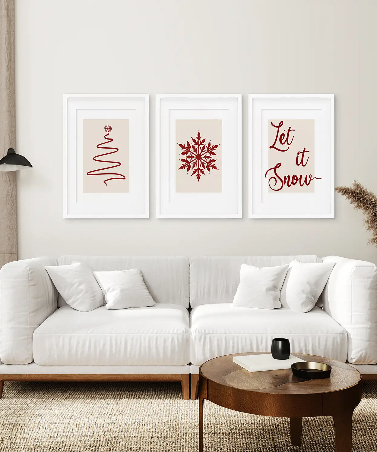 3-teiliges Wandbild Weihnachtsbaum Schneeflocke Poster