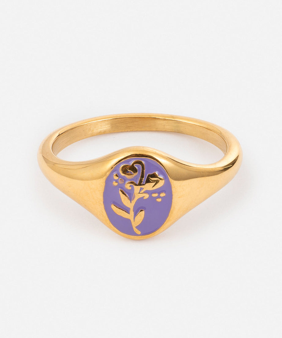 Lavender Flower Signet Ring