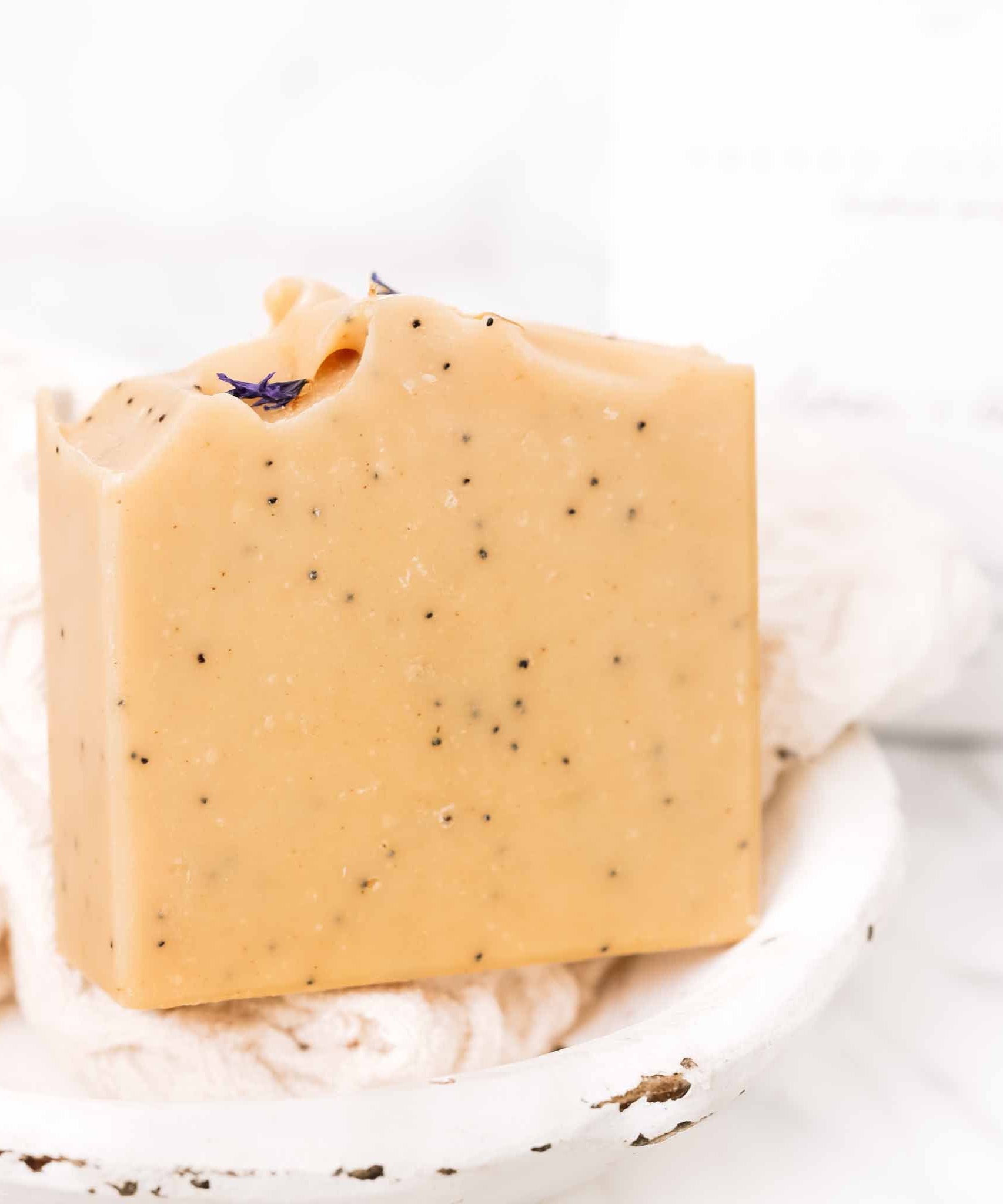 Lemon + Honey + Poppy Seed Handmade Tallow and Goat Milk Soap Bar