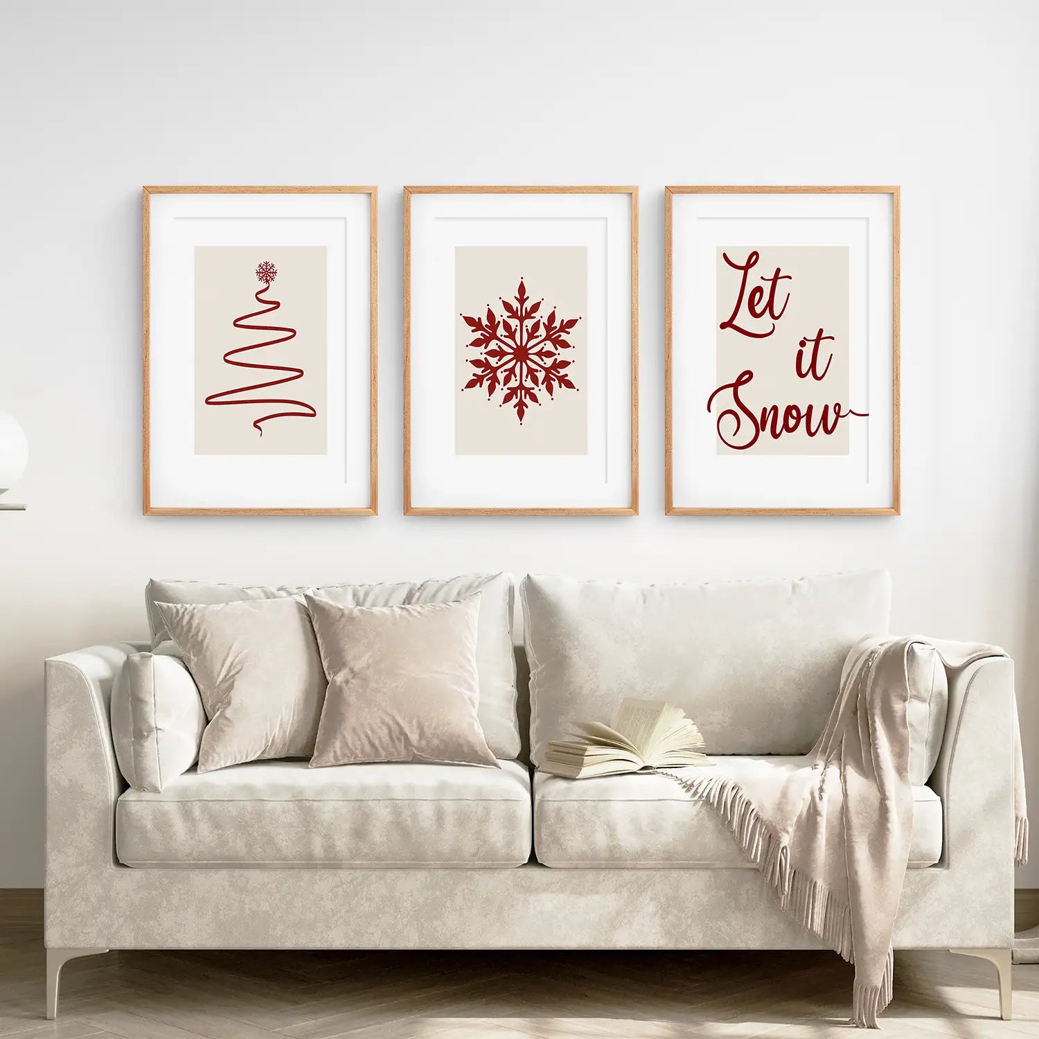 3-teiliges Wandbild Weihnachtsbaum Schneeflocke Poster