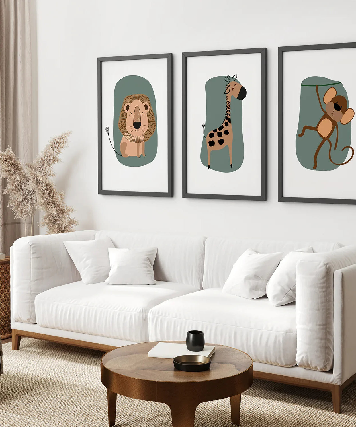 Niedliche Safari Baby Tiere - 3 Kunstdrucke im Set