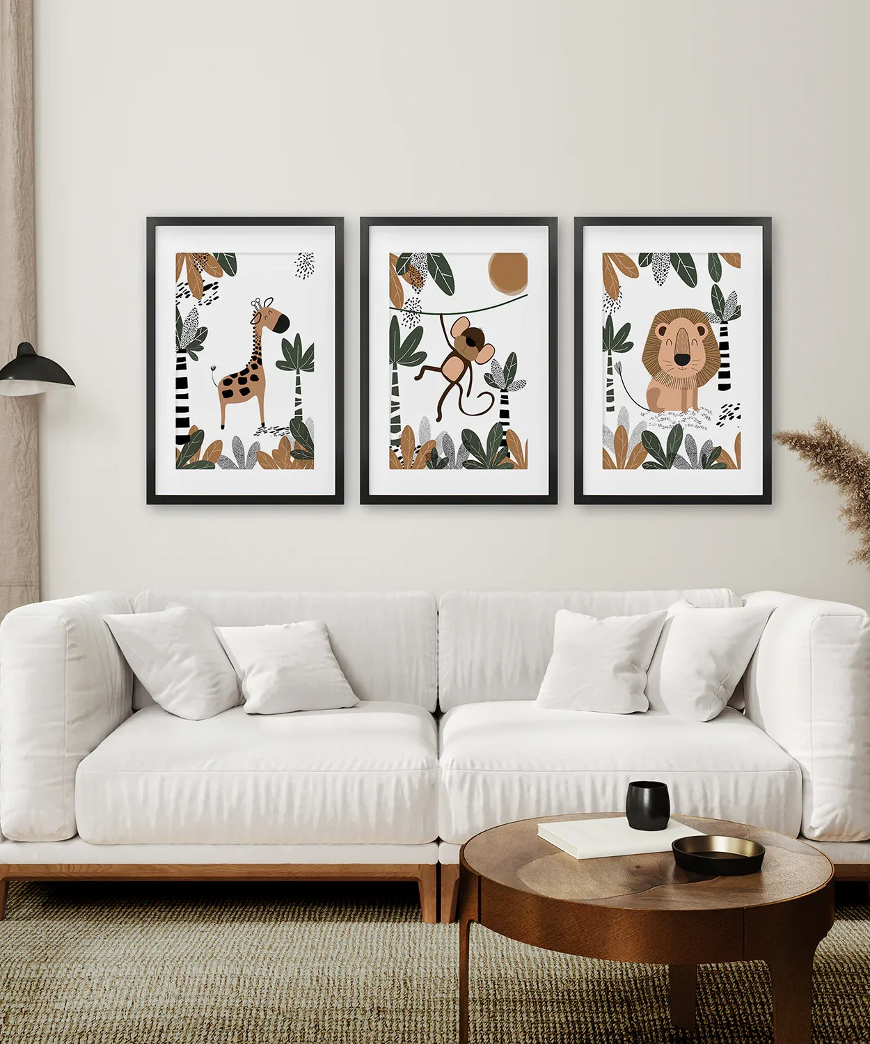 Safari Animals Wall Art Set of 3 Prints for Nursery
