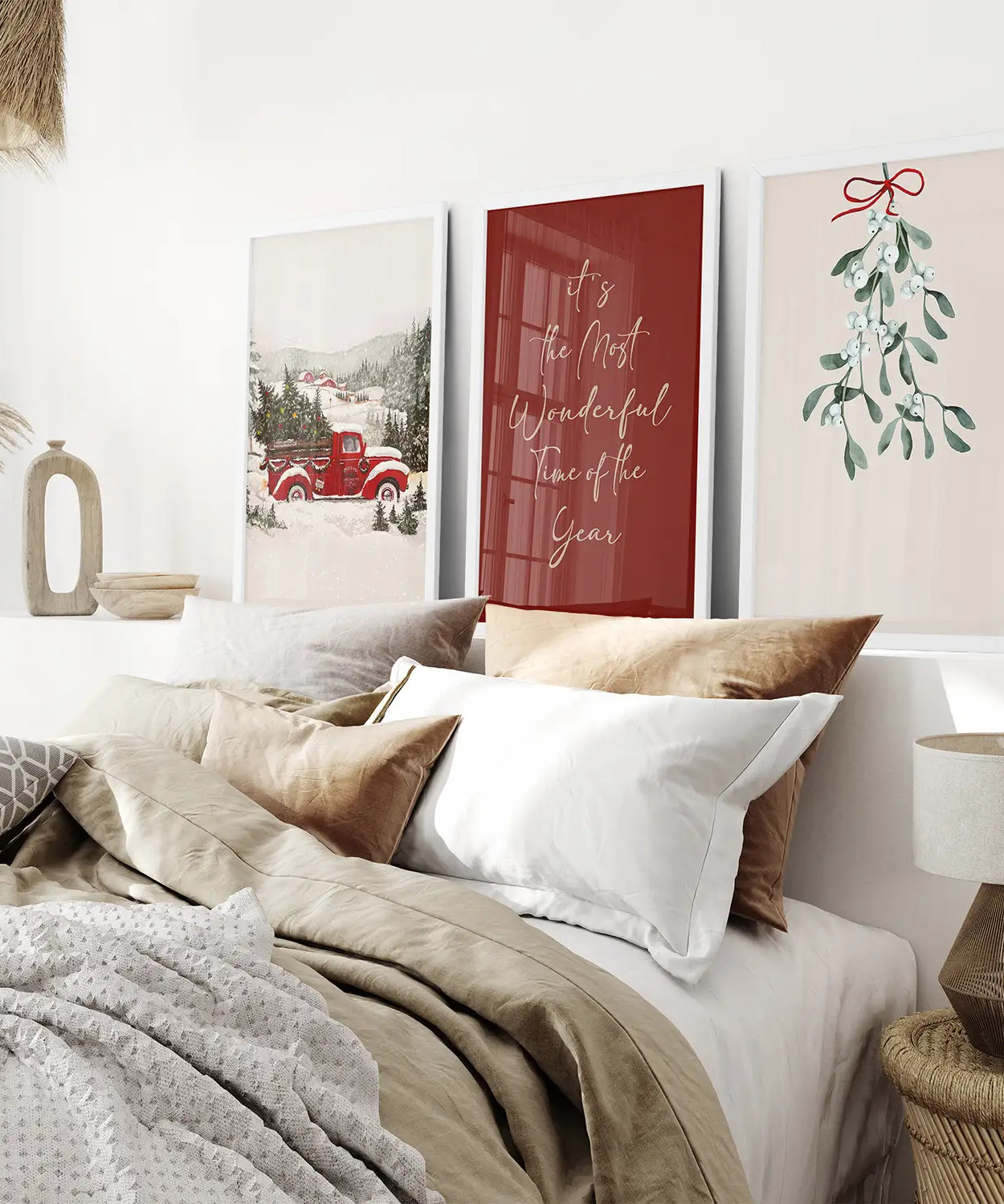 Winterliche Feiertagslandschaft 3er-Set Wandkunst