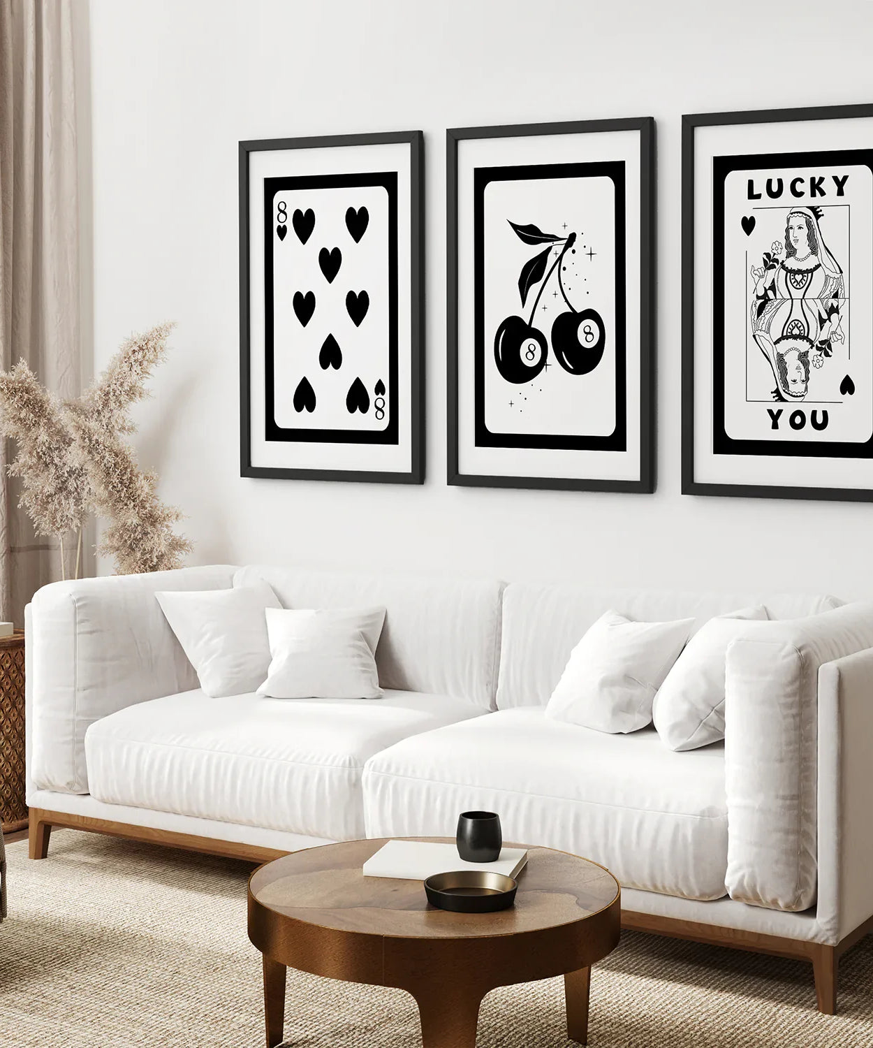 Schwarze und weiße 8-Ball Kirsch-Kunstdrucke (3er-Set)