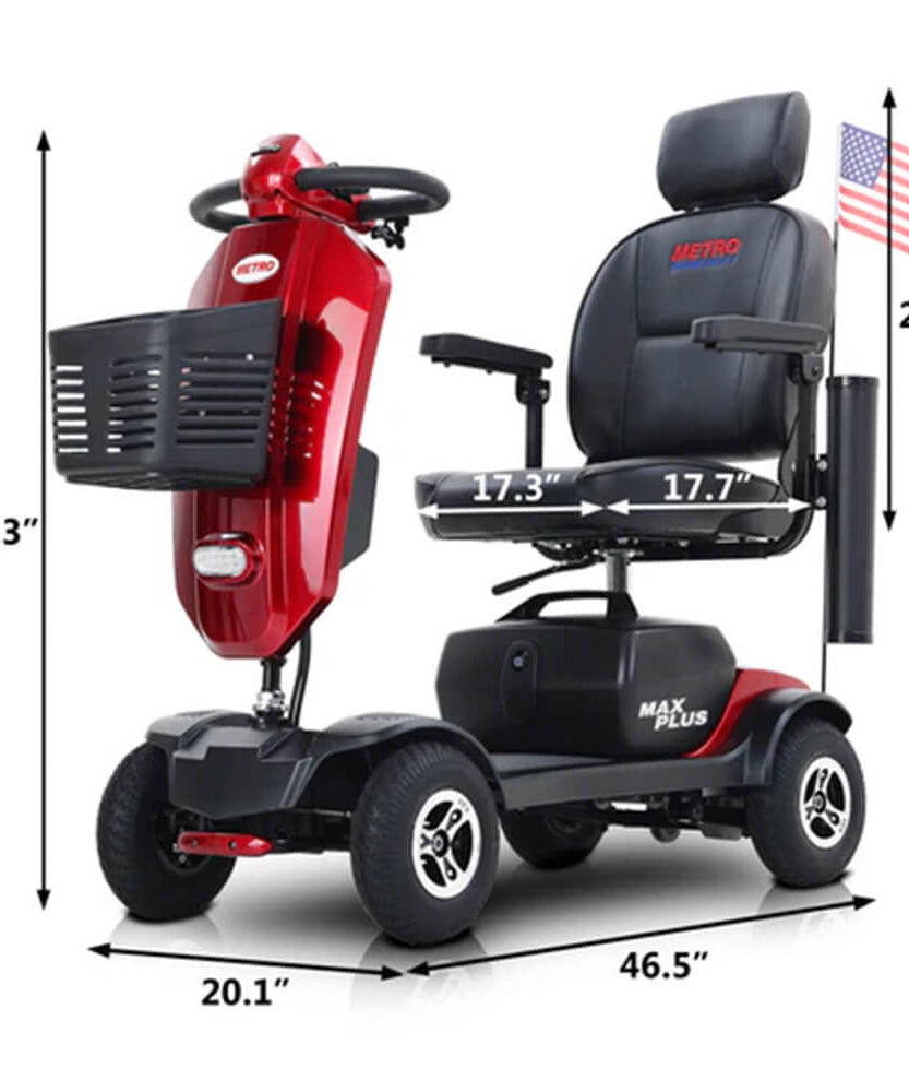 Metro Mobility Max Plus 24V/20AH Heavy Duty Electric Drive Mobility Scooter, 300LBS (SAK93164)