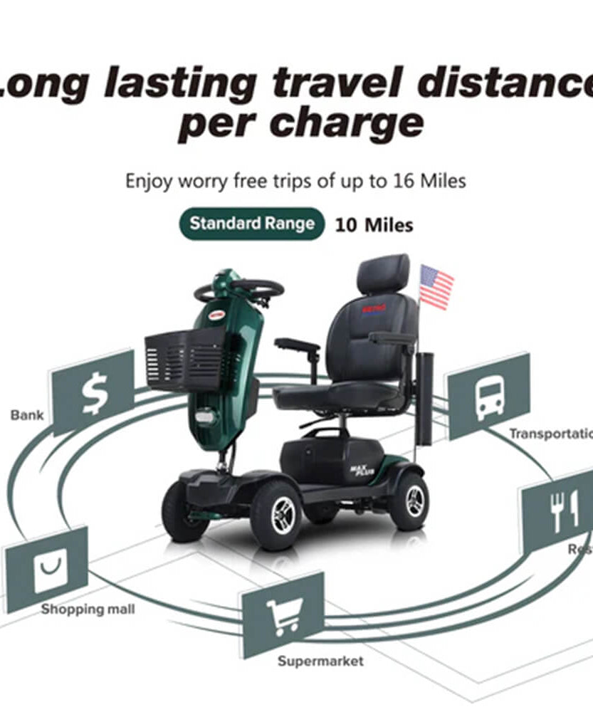 Metro Mobility Max Plus 24V/20AH Heavy Duty Electric Drive Mobility Scooter, 300LBS (SAK93164)