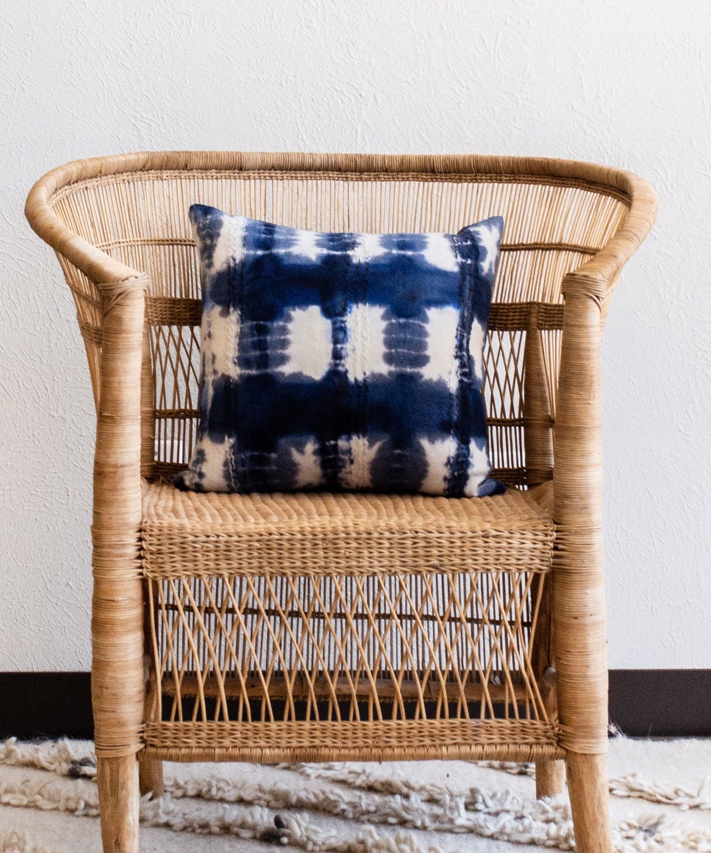 Adire Tie-Dye Wool Blue Indigo Throw Pillow