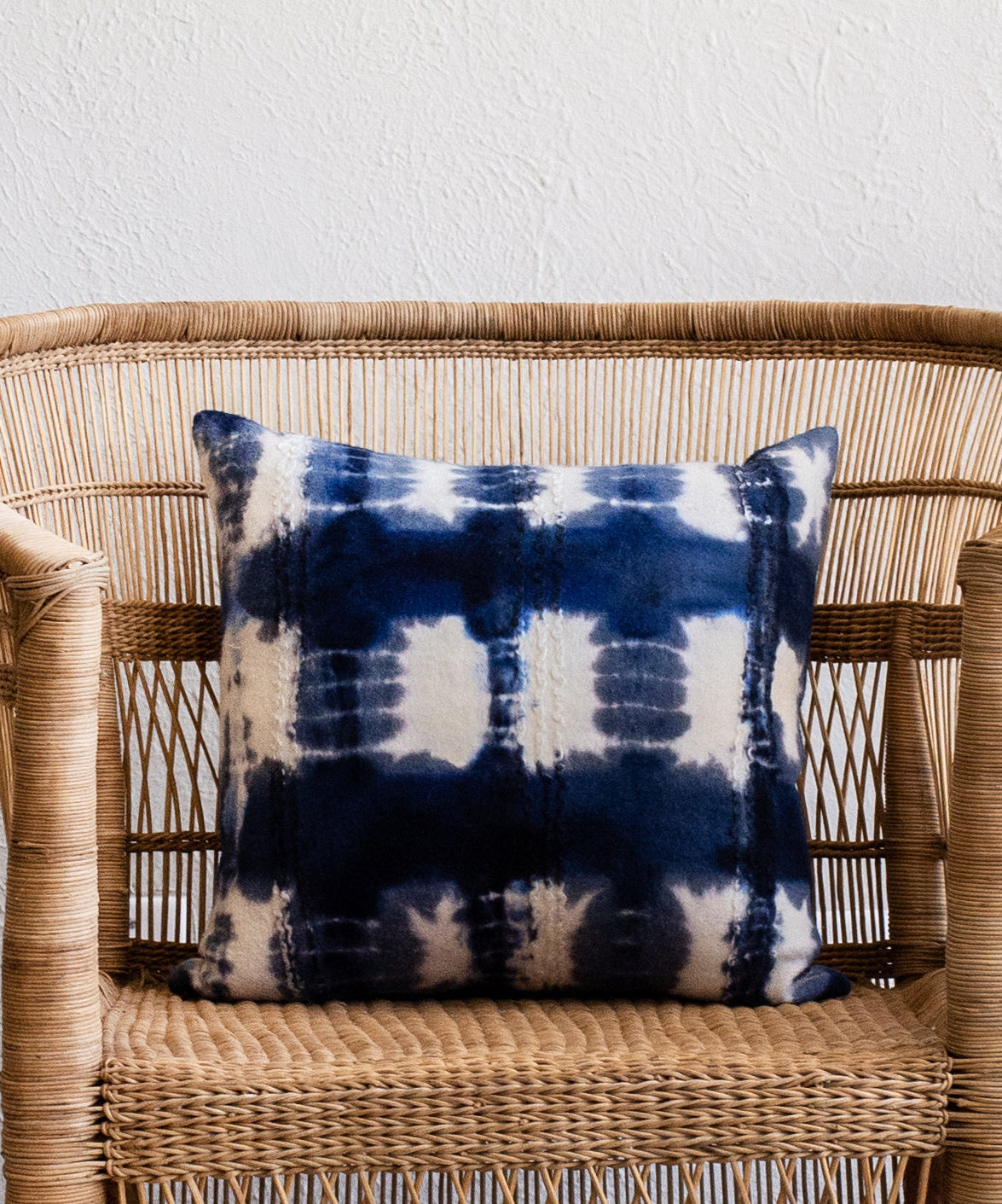 Adire Tie-Dye Wool Blue Indigo Throw Pillow