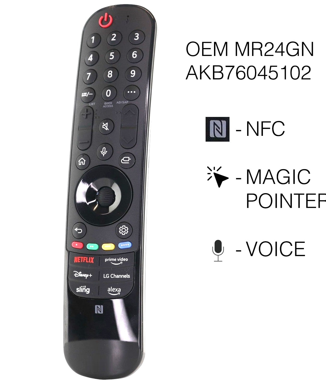 LG MR24GN Magic Remote Control for 2024 LG Smart TVs | NFC Pairing, Voice Control, Motion Pointer - AKB76045102