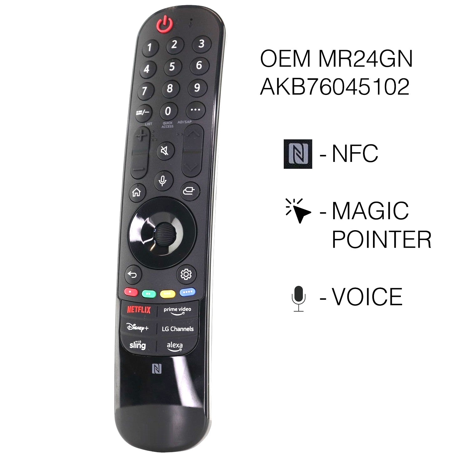 LG MR24GN Magic Remote Control for 2024 LG Smart TVs | NFC Pairing, Voice Control, Motion Pointer - AKB76045102