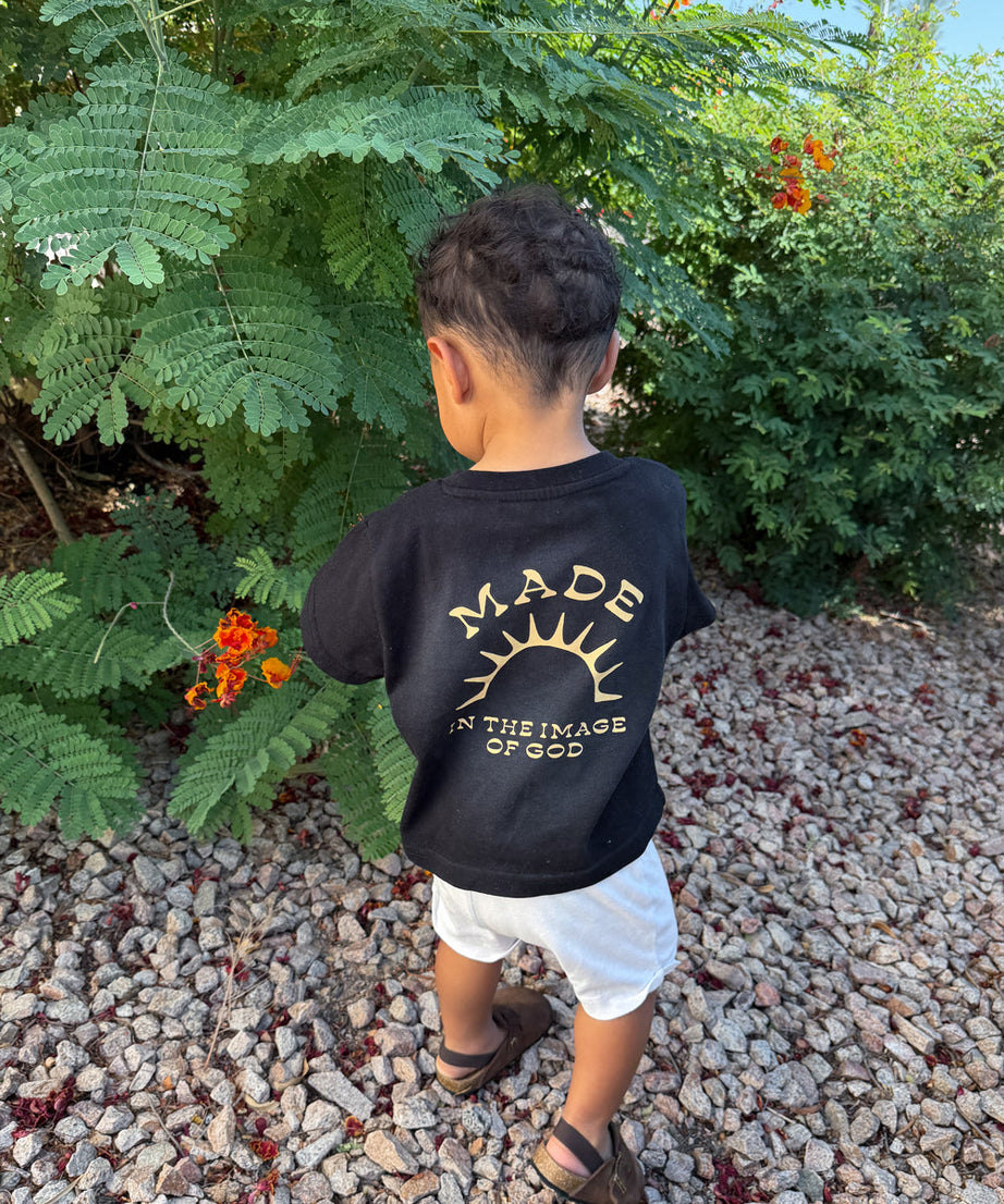 Kinder-T-Shirt „Im Bilde Gottes geschaffen“