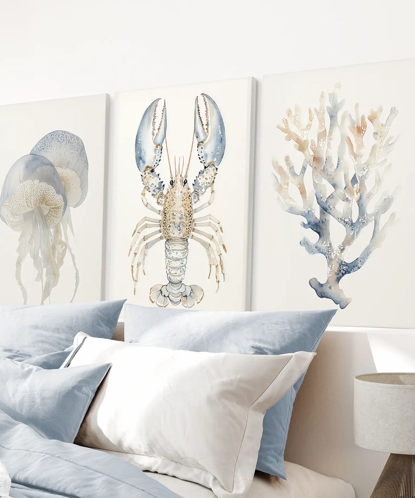 Ocean Animal Prints. Jellyfish, Lobster, Corals Wall Art