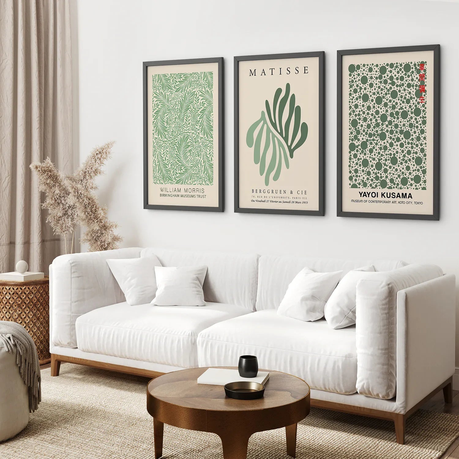 Salbeigrünes Matisse-Kunstdruck-Set, 3-teilig