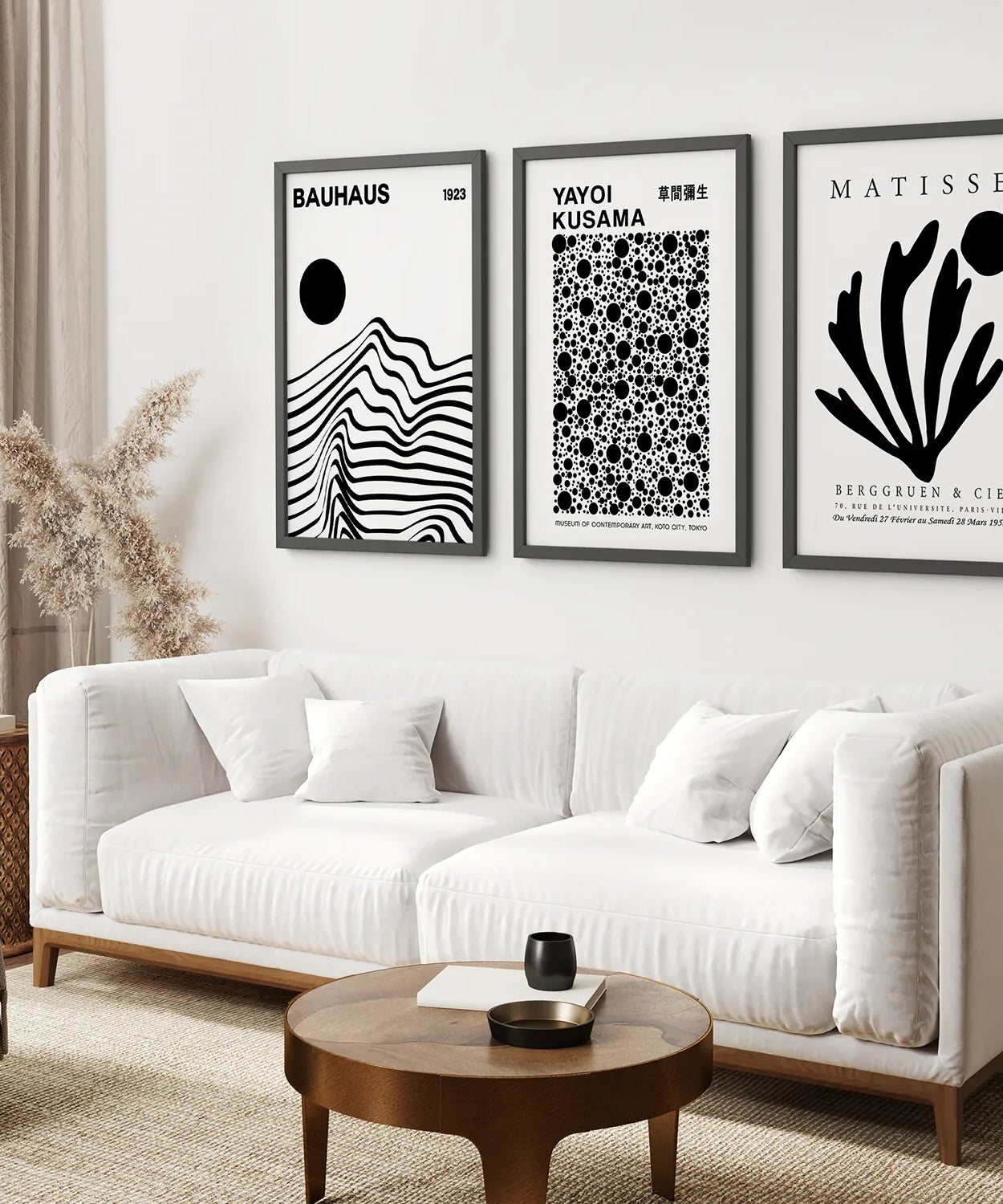 3er Set schwarz-weiße minimalistische Drucke