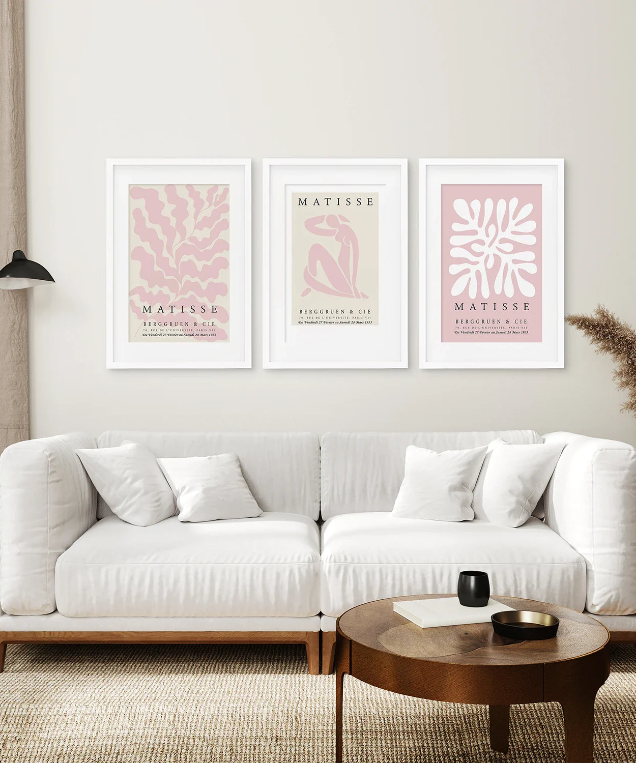 3-teiliges Wandkunstdruck-Set „Matisse in Rouge-Pink“