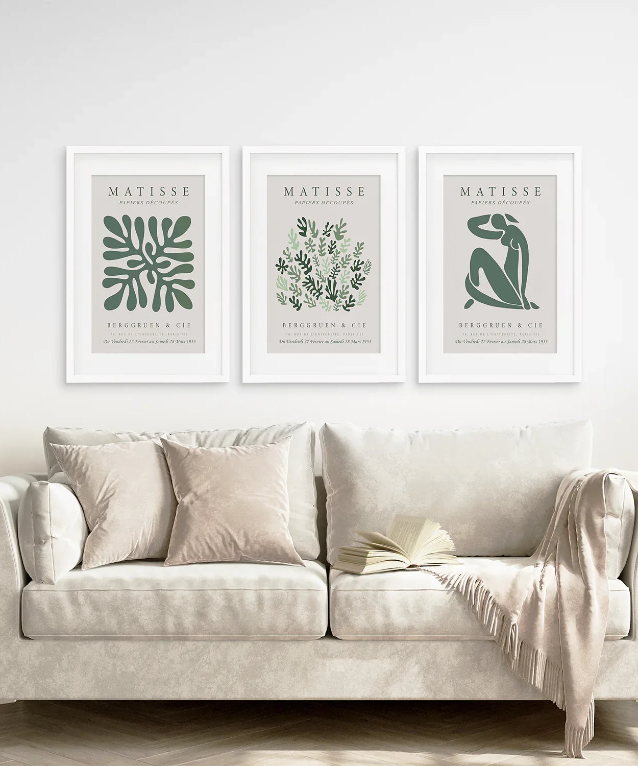 Matisse 3er-Set Wandbilder Salbeigrün