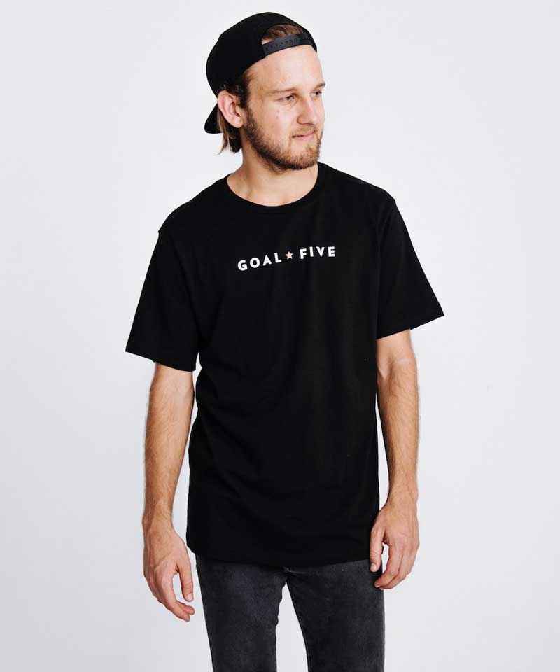 Goal Five Herren T-Shirt aus schwarzer Baumwolle