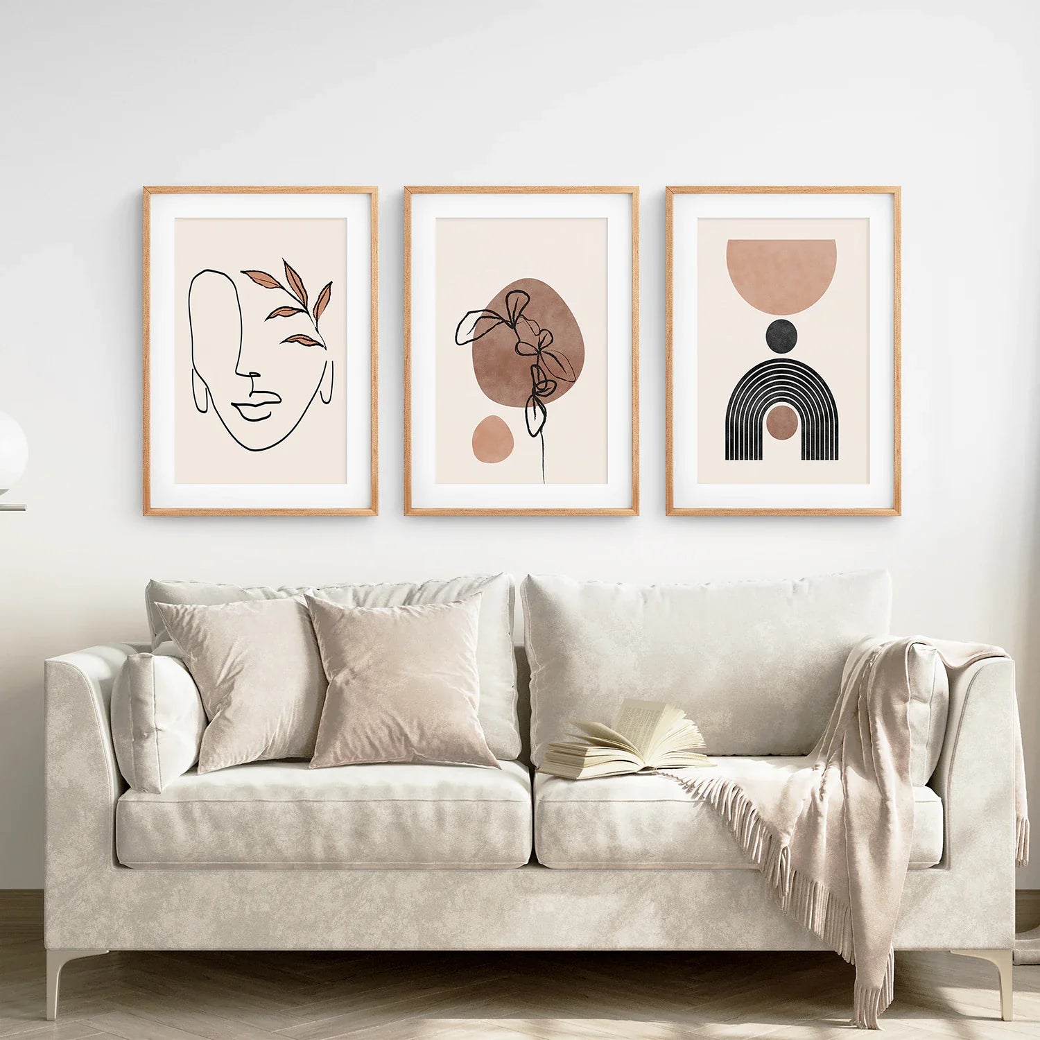 Boho Abstraktes Kunst Set aus 3 - Modernes Poster-Bundle