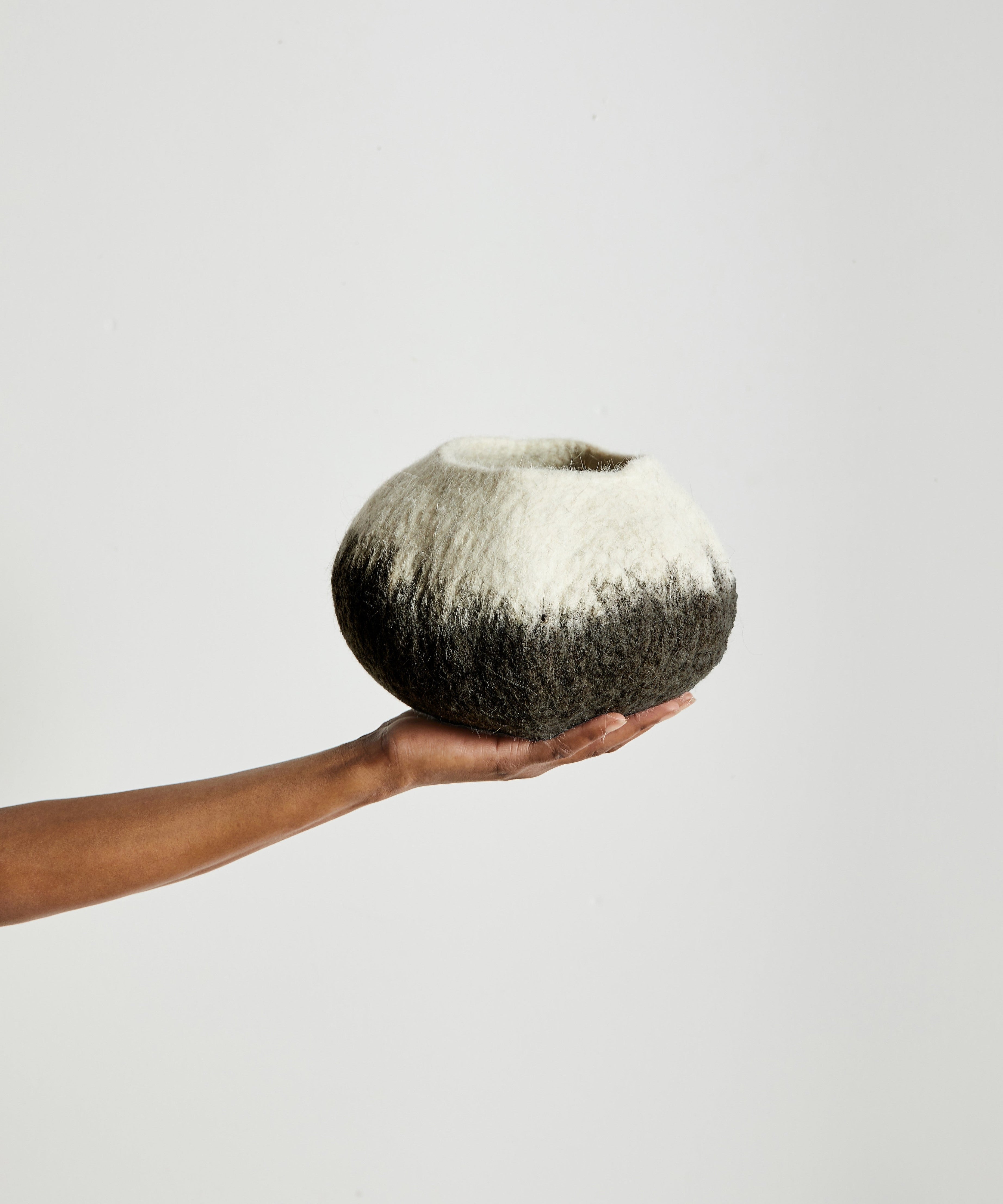 Midnight Ombre Hand-Felted Wool Decorative Ukhamba Bowl