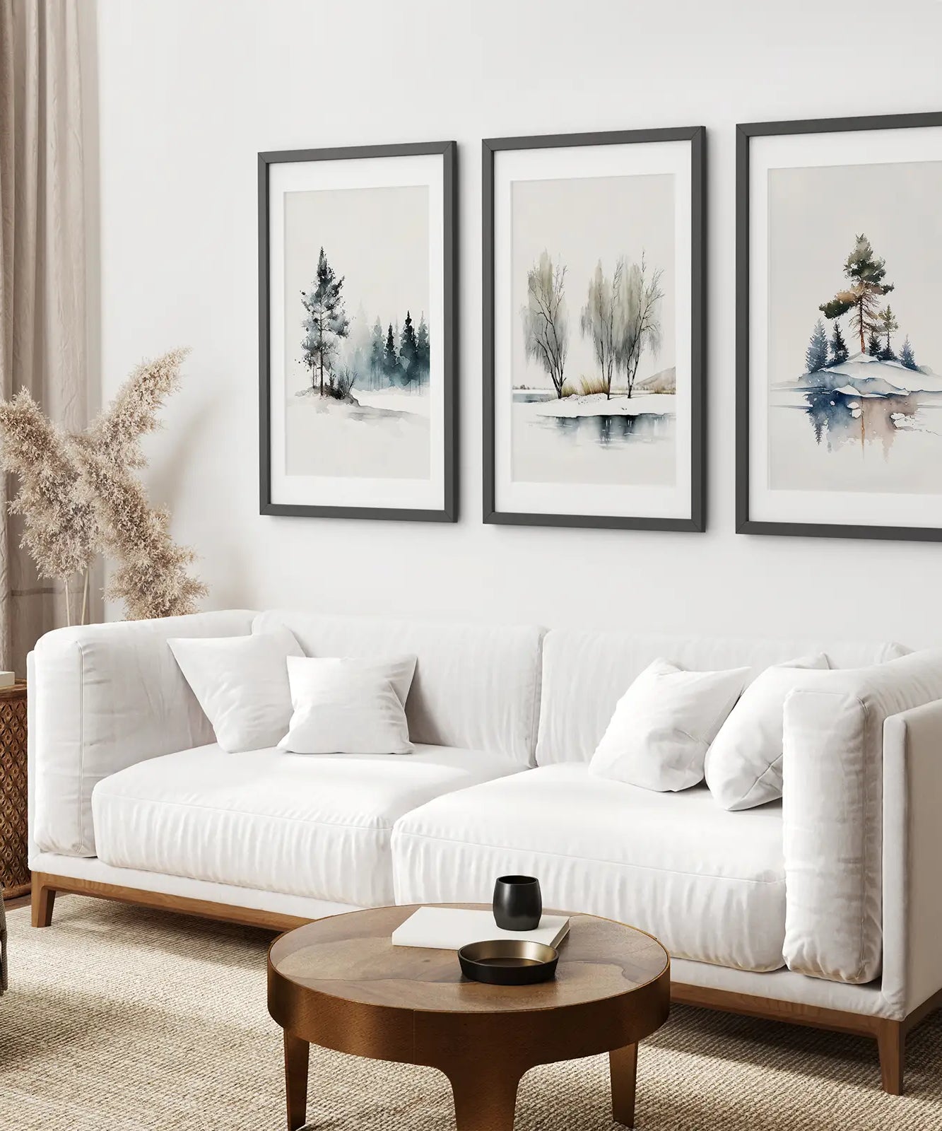 Winter Natur 3er-Set Wandkunst Kiefernwald Deko