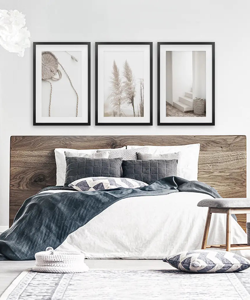 Natürliche Töne Boho Minimalistische Wanddekoration. Pampasgras