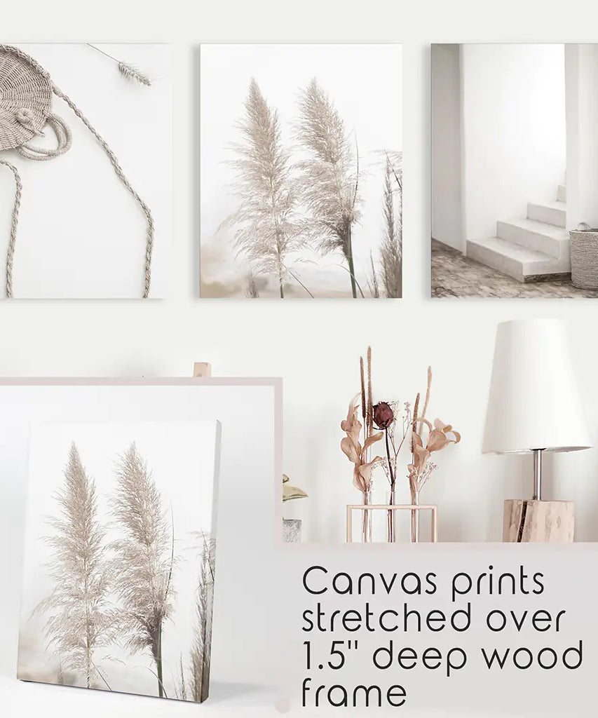 Natürliche Töne Boho Minimalistische Wanddekoration. Pampasgras