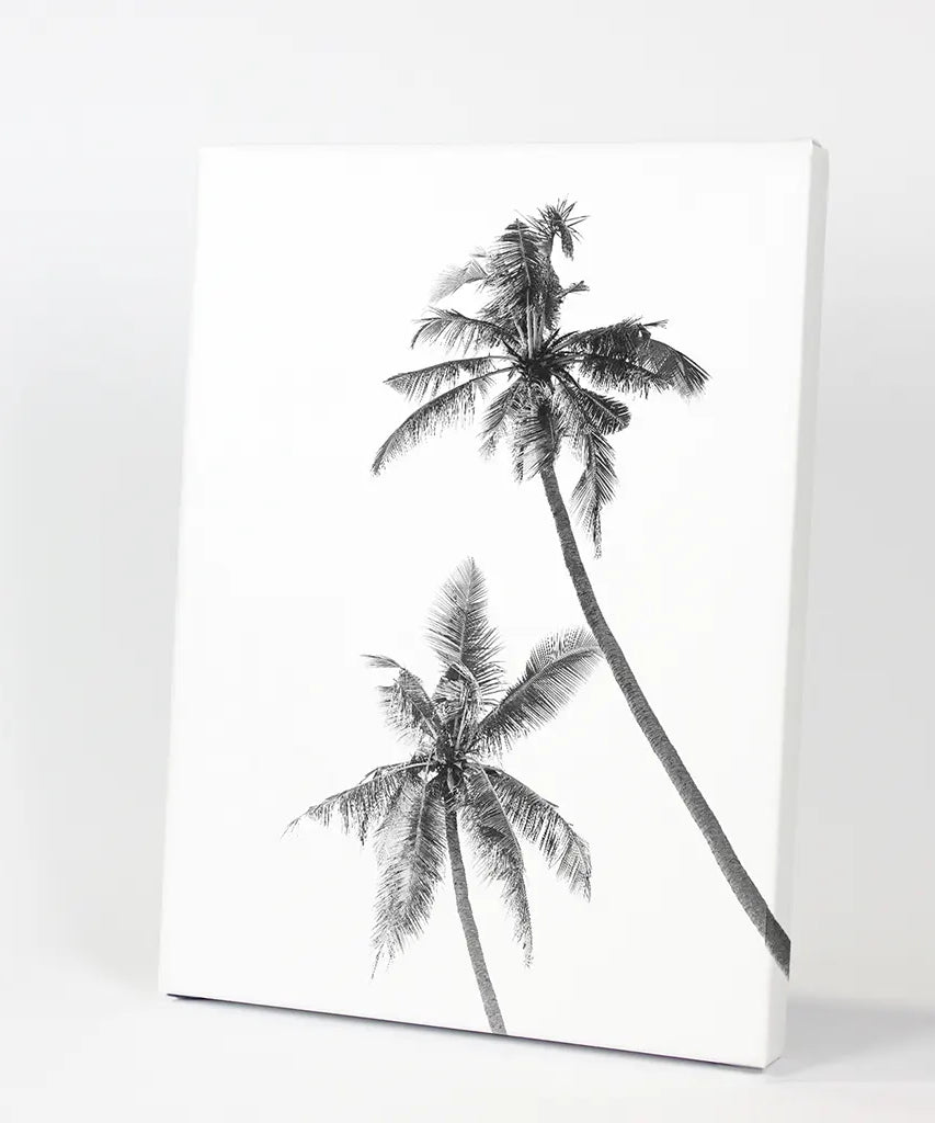 Minimalistisches Schwarz-Weiß-Palmen-Poster. Hawaii-Thema