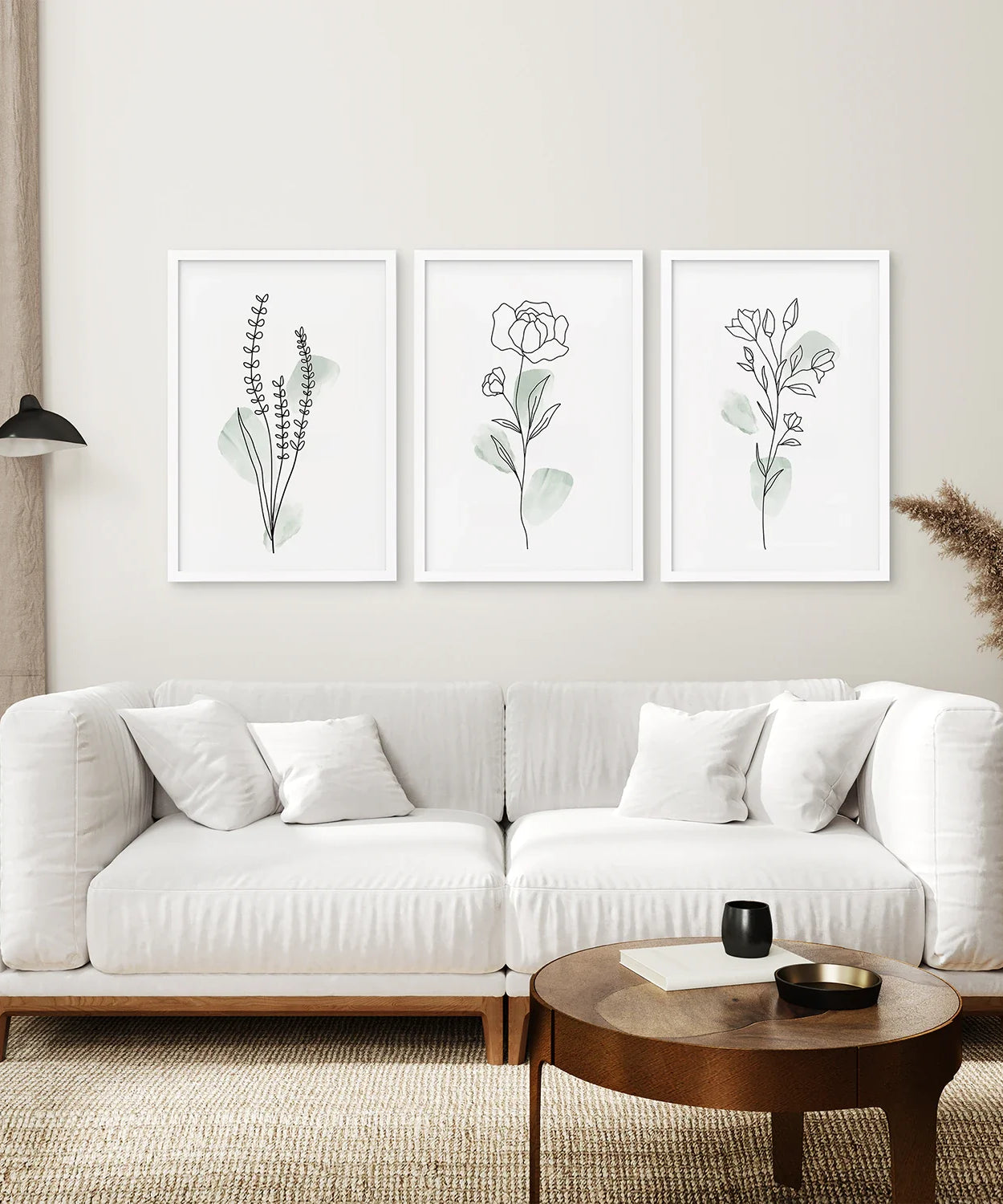 Boho Botanical Kunstdrucke | 3er Set grüne Blätter