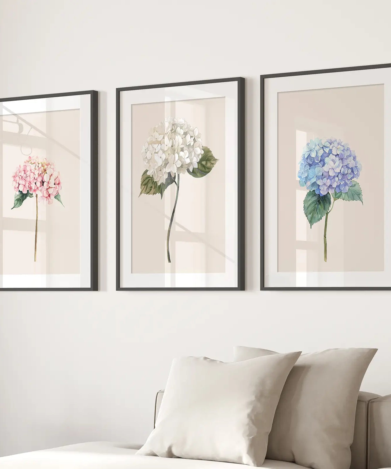 Minimalistische Botanische Hortensien-Kunstdruck-Dekoration