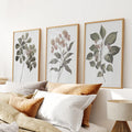 Rustic Botanical Wall Art. Vintage Flowers Prints