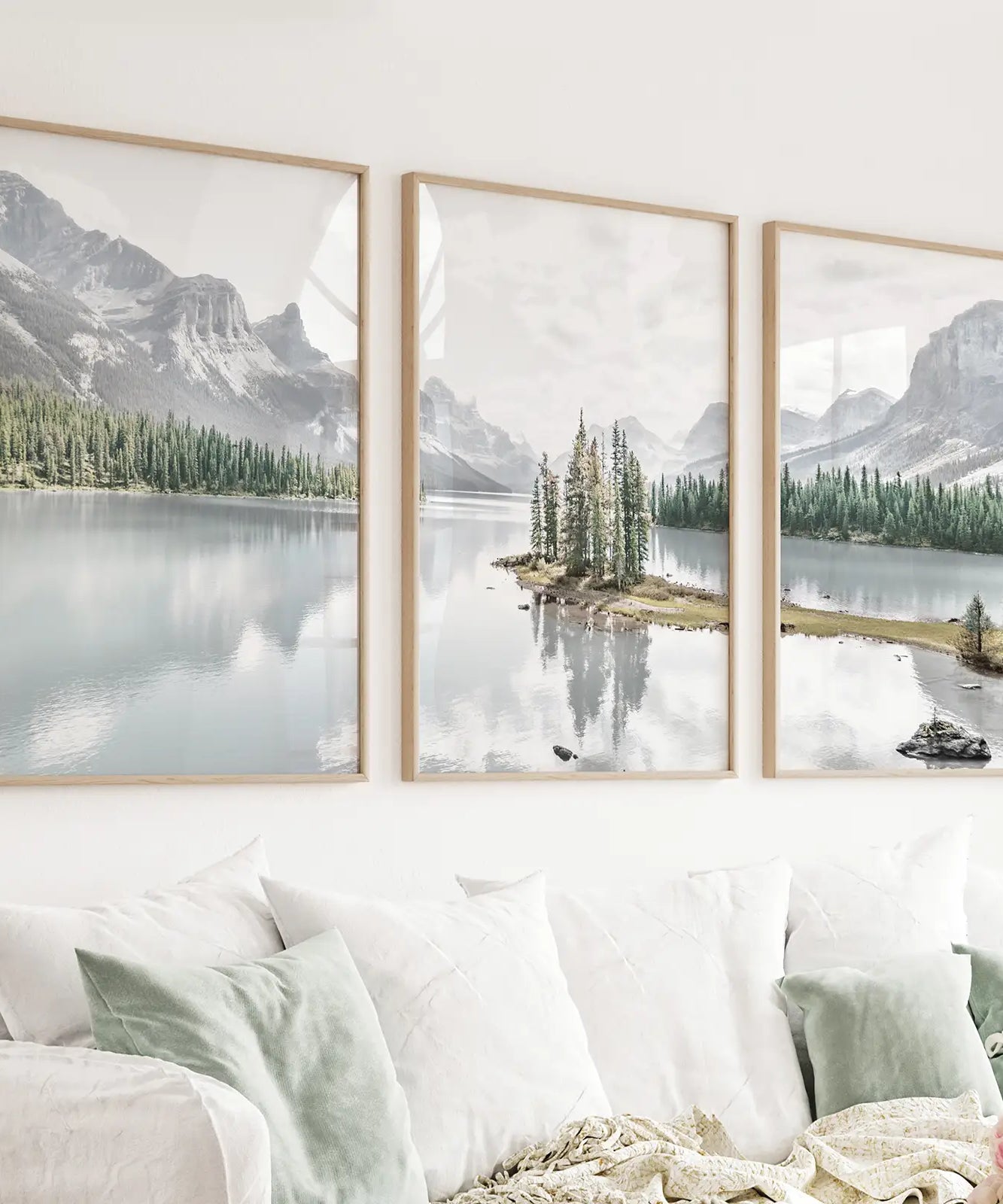 Jasper-Nationalpark Bergsee-Triptychon. Kanadische Natur