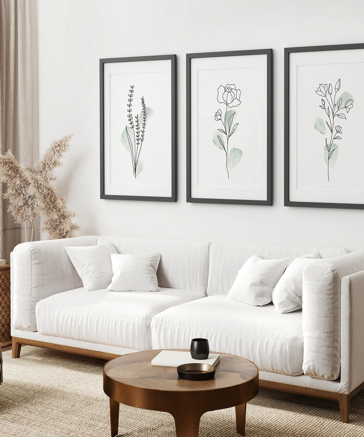 Boho Botanical Kunstdrucke | 3er Set grüne Blätter