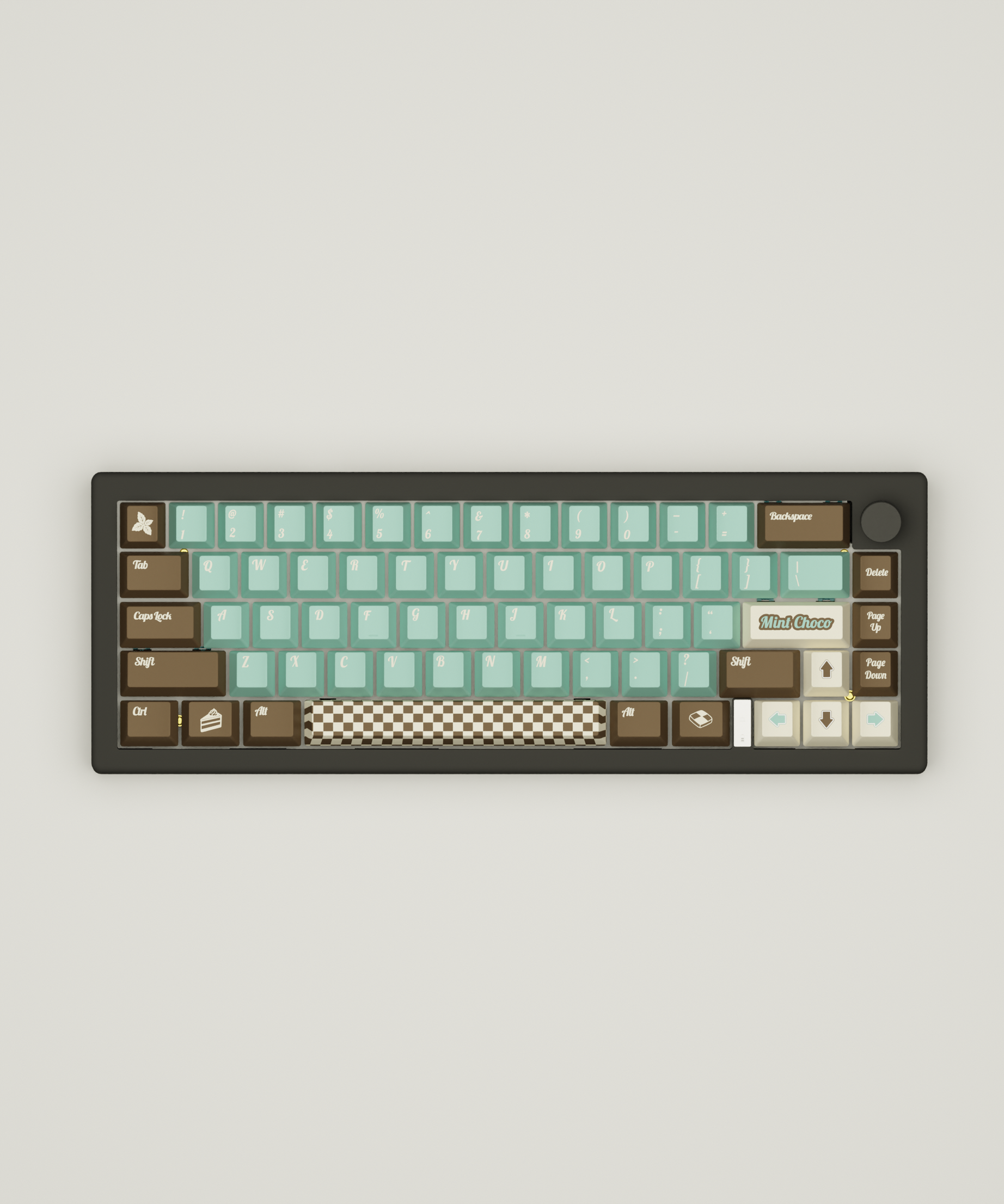 Mint Choco Design Keycaps and Mechanical Keyboard