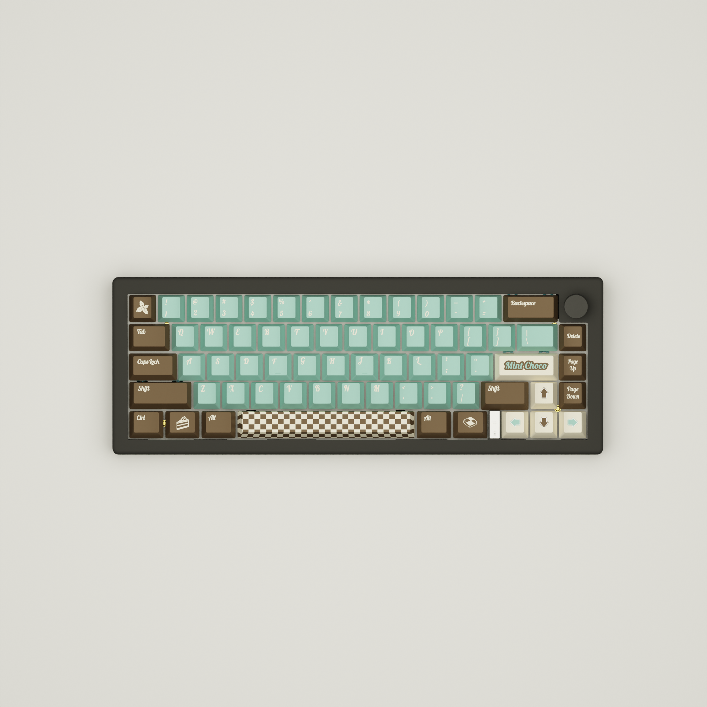 Mint Choco Design Keycaps and Mechanical Keyboard