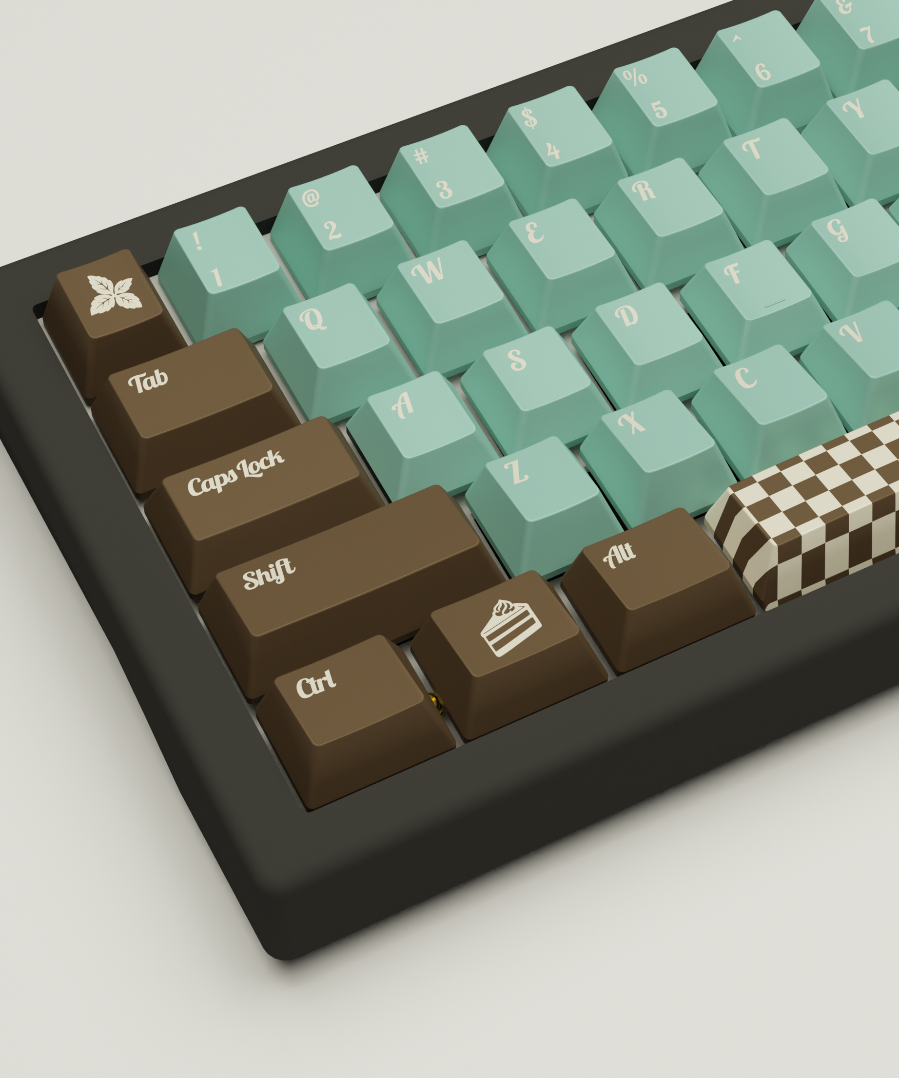 Mint Choco Design Keycaps and Mechanical Keyboard