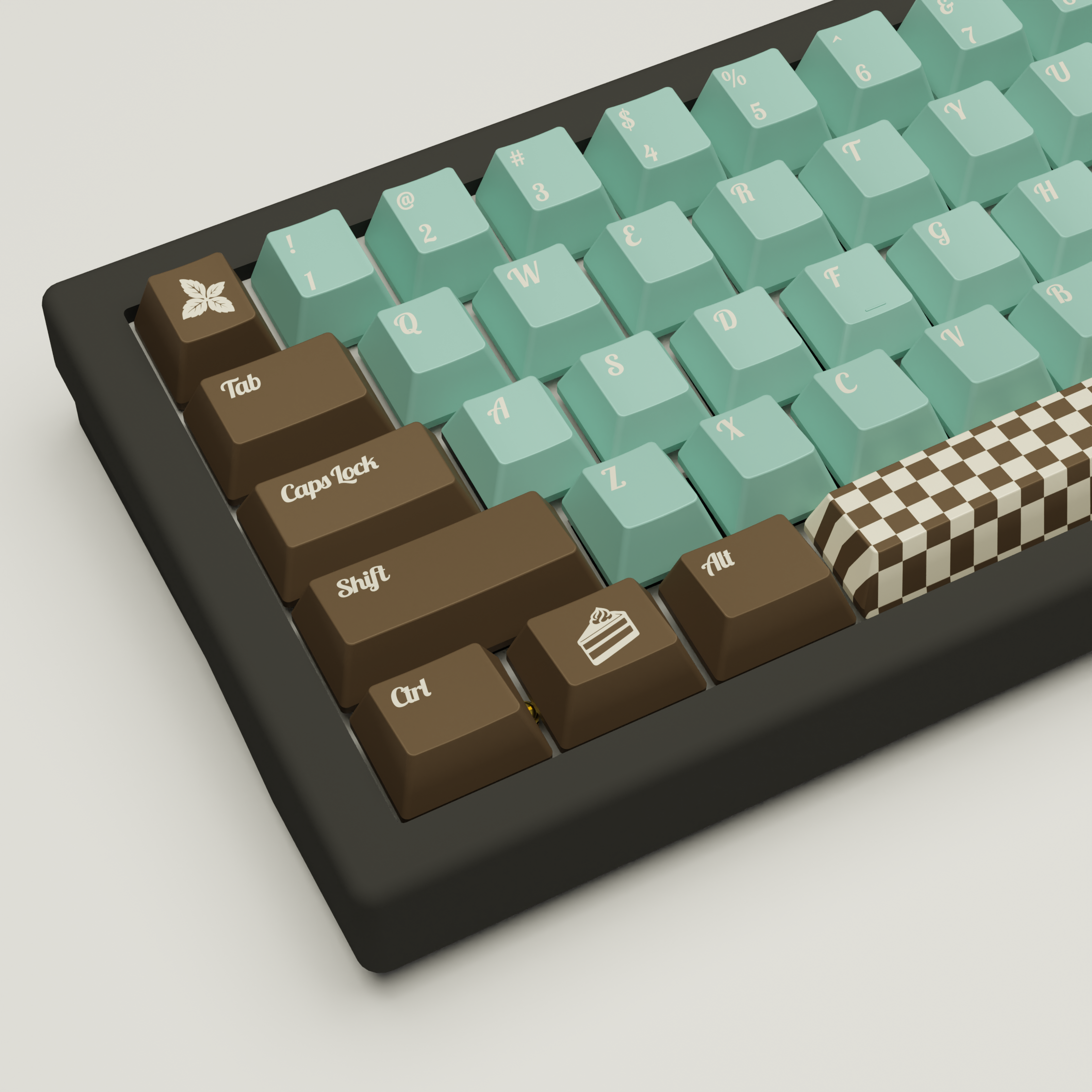 Mint Choco Design Keycaps and Mechanical Keyboard