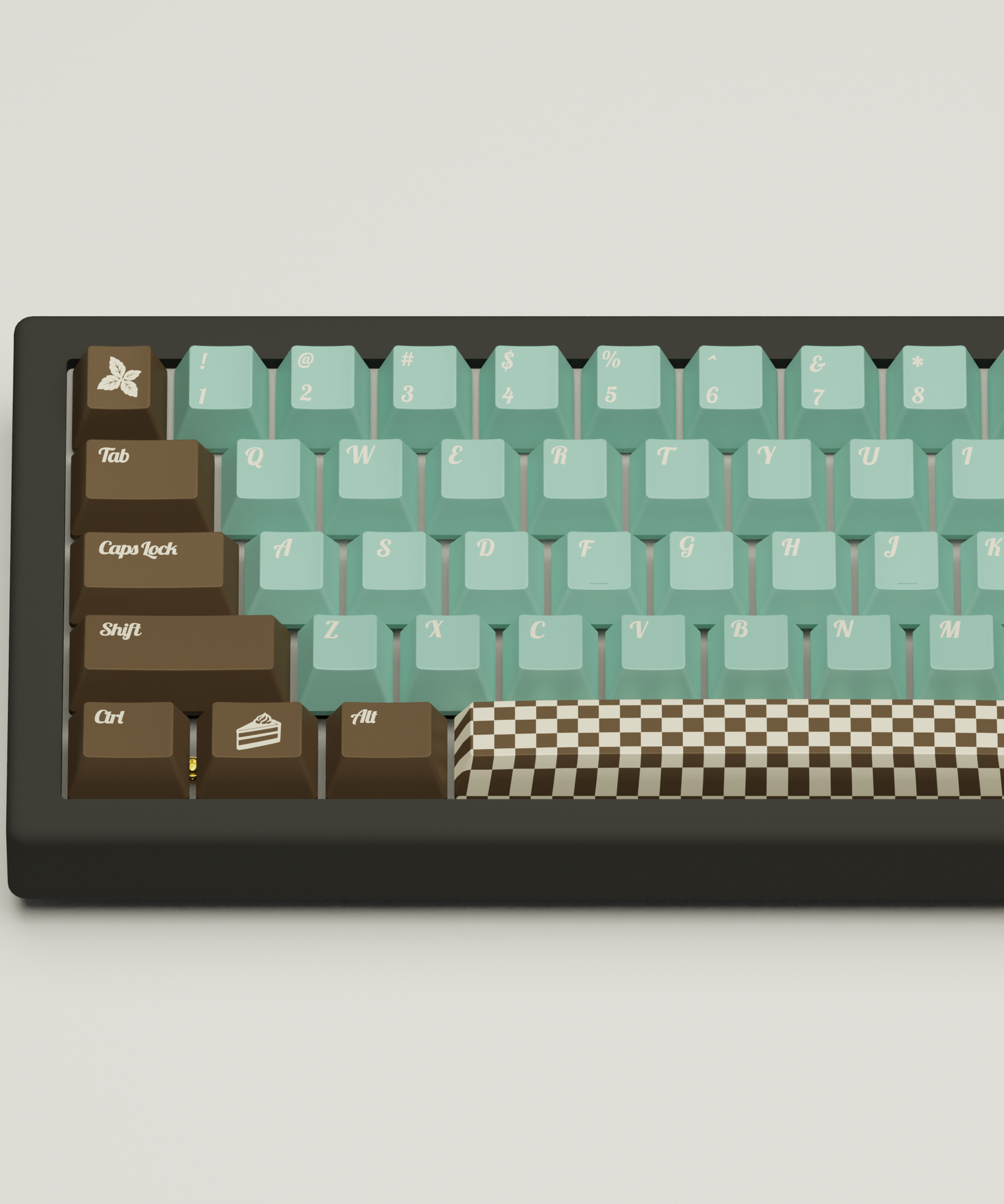 Mint Choco Design Keycaps and Mechanical Keyboard