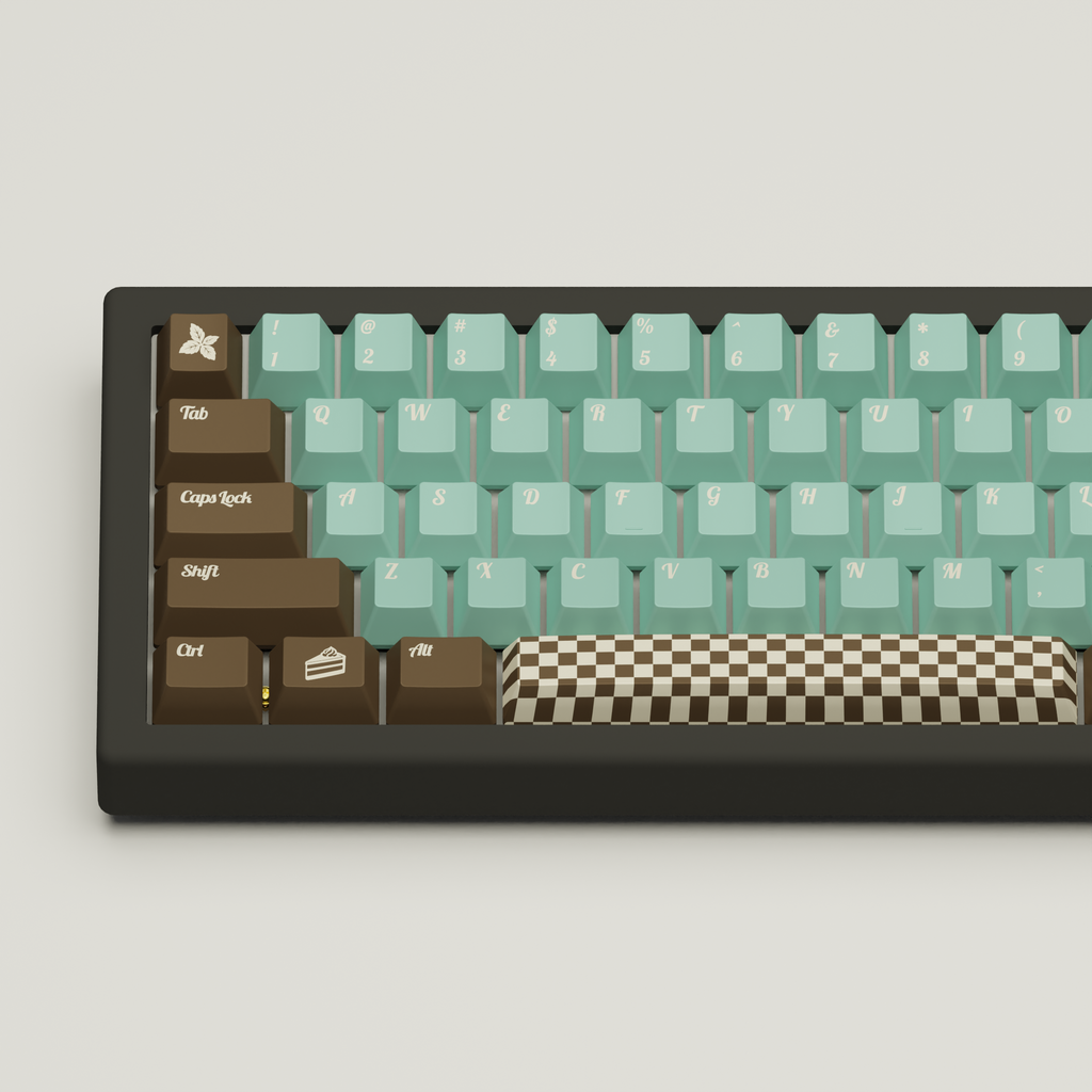 Mint Choco Design Keycaps and Mechanical Keyboard