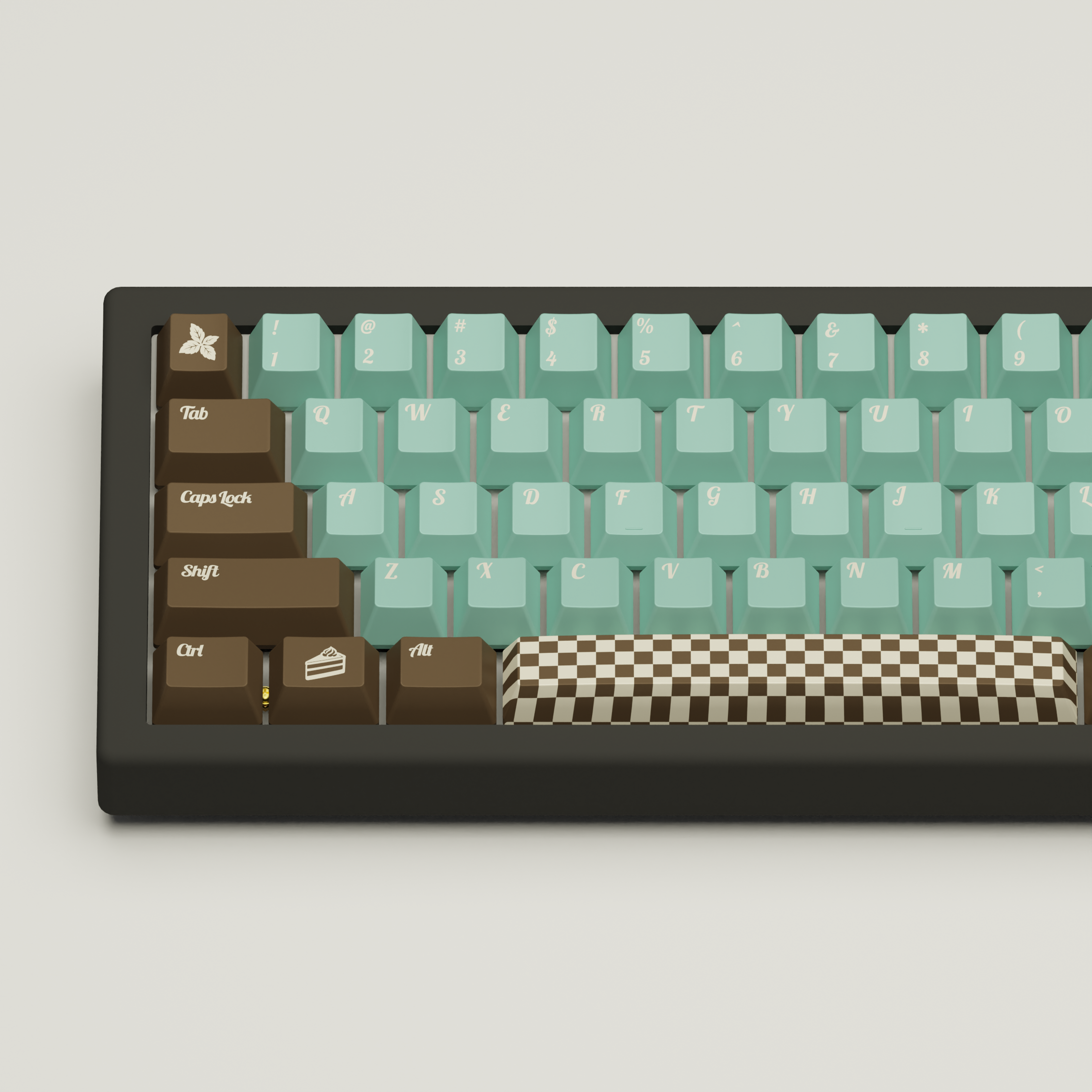 Mint Choco Design Keycaps and Mechanical Keyboard