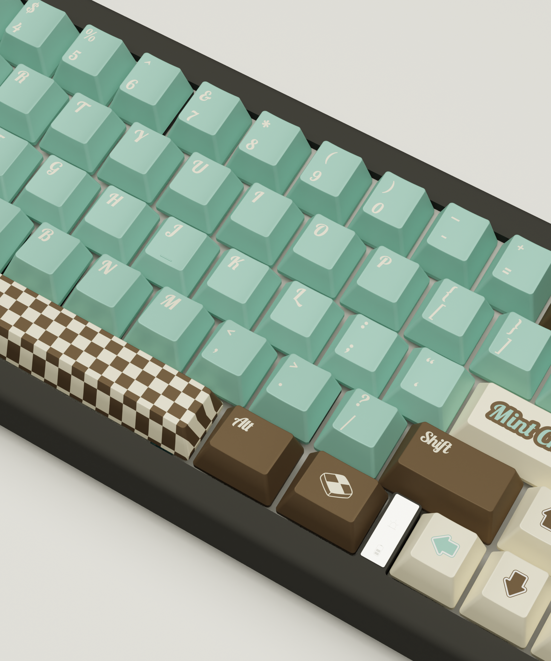 Mint Choco Design Keycaps and Mechanical Keyboard