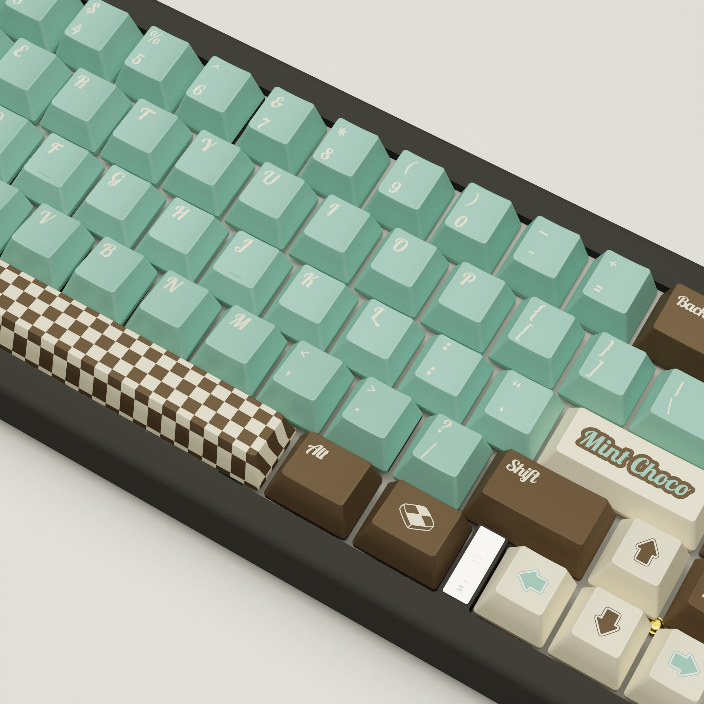 Mint Choco Design Keycaps and Mechanical Keyboard