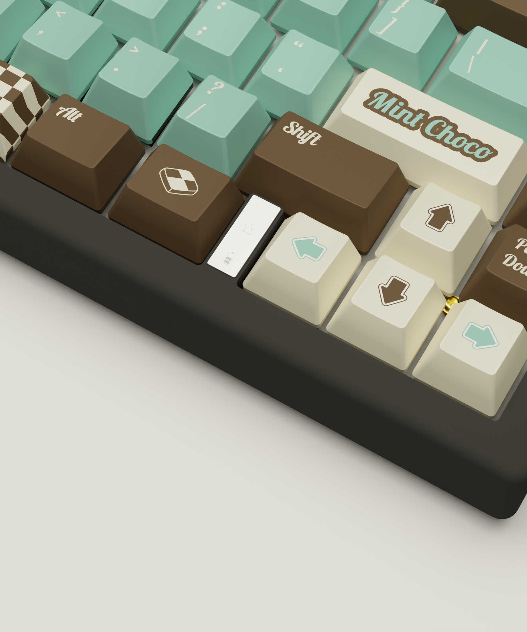 Mint Choco Design Keycaps and Mechanical Keyboard