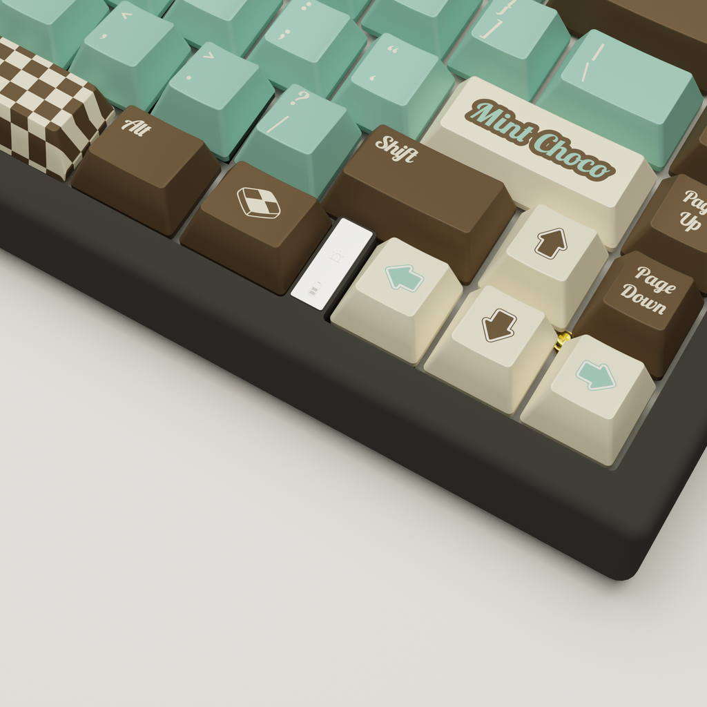 Mint Choco Design Keycaps and Mechanical Keyboard