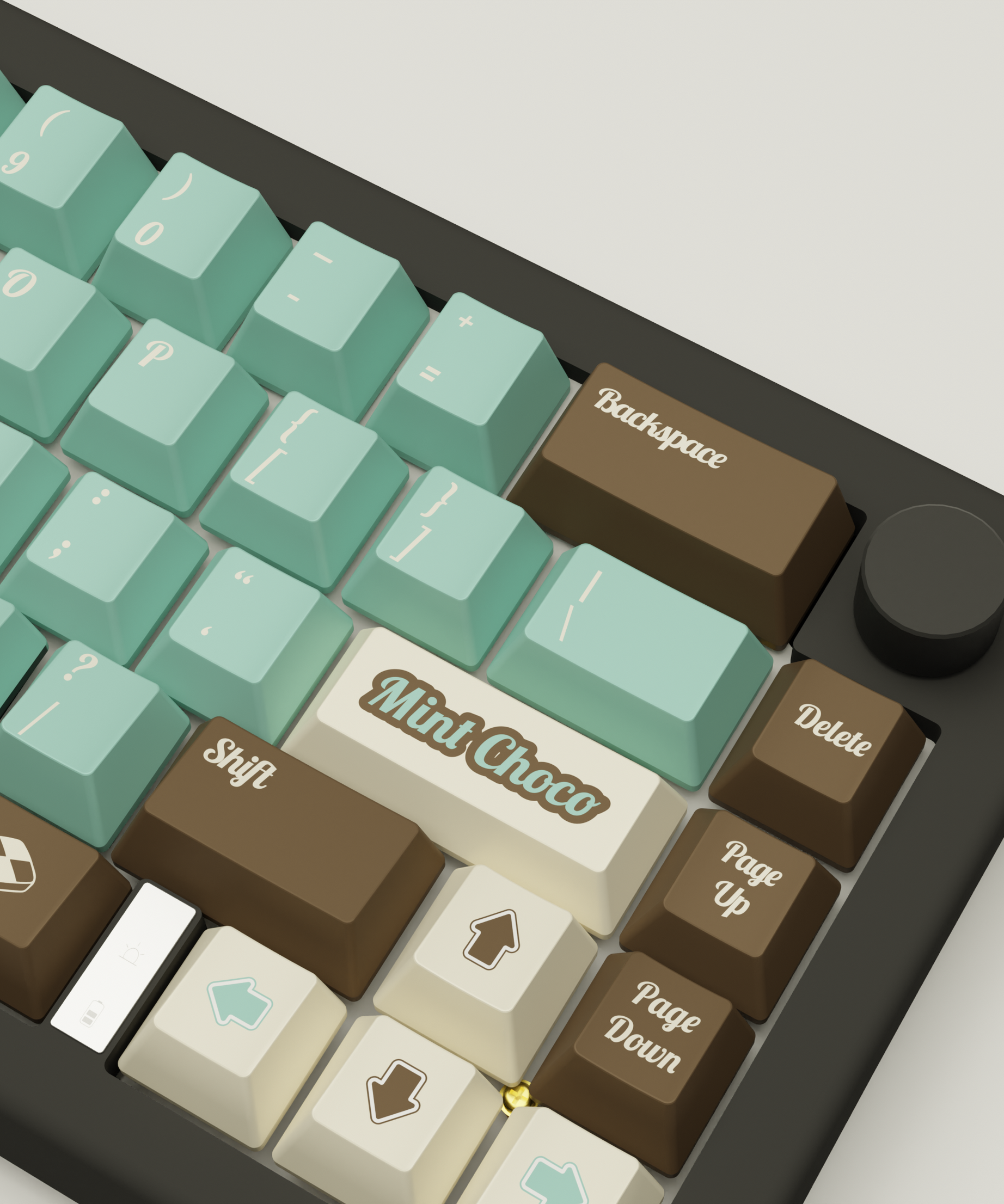 Mint Choco Design Keycaps and Mechanical Keyboard