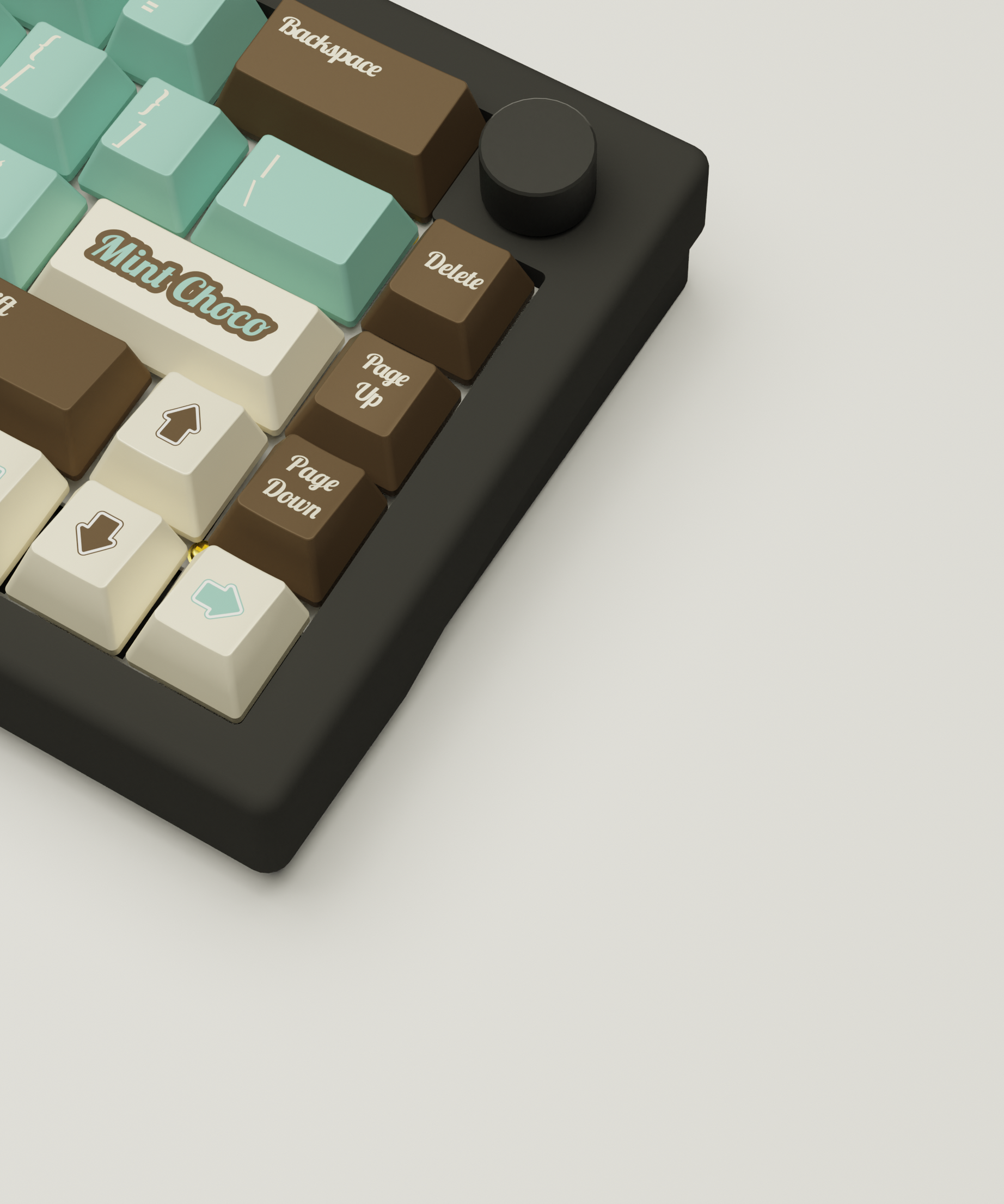 Mint Choco Design Keycaps and Mechanical Keyboard